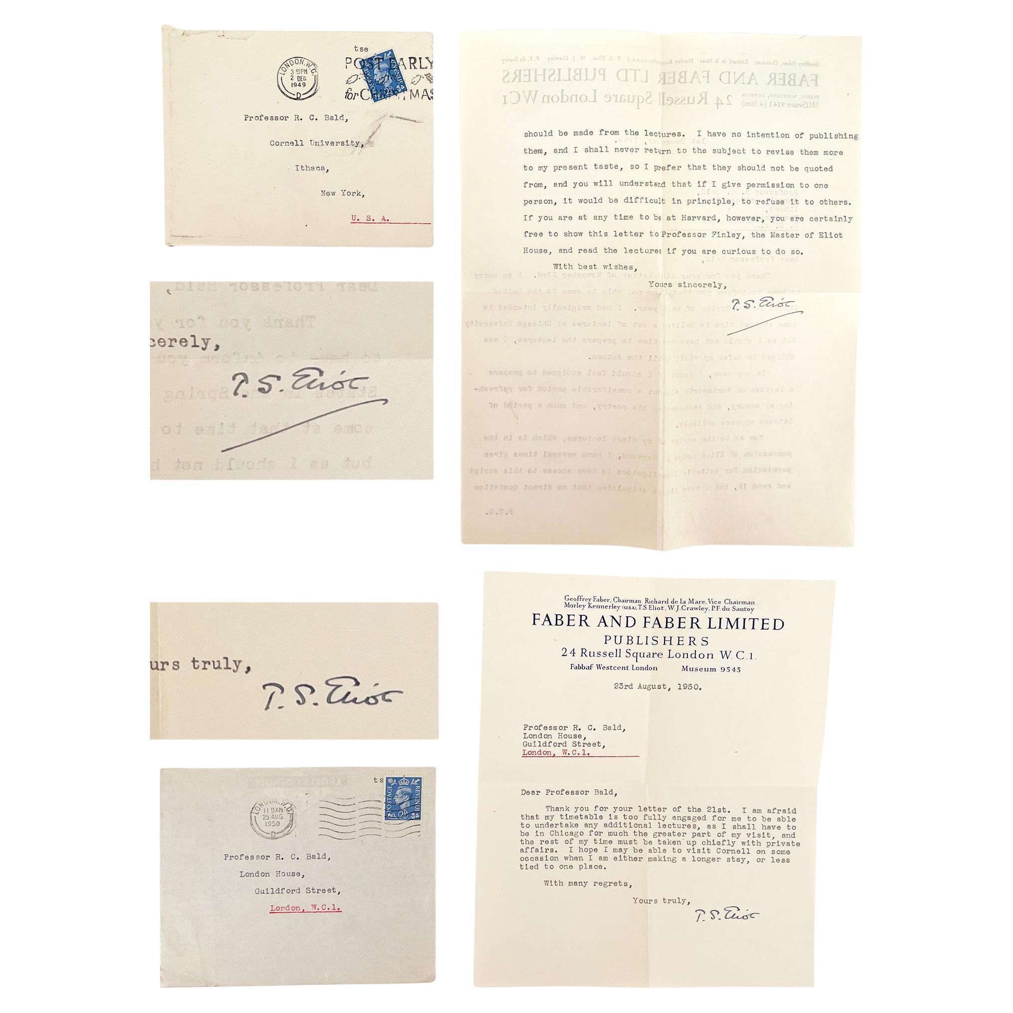 Two Typed Letters Signed (TLS) by T. S. Eliot