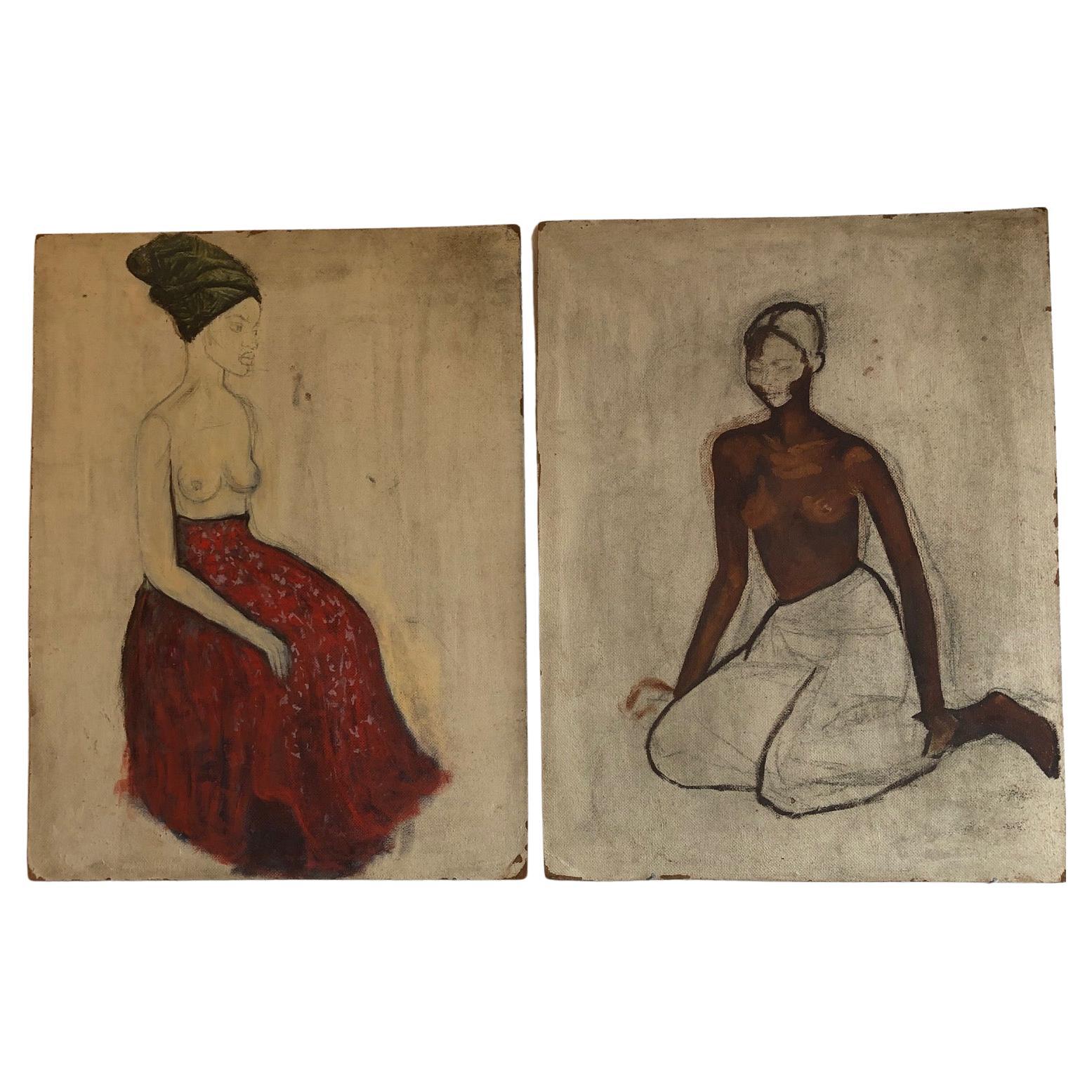 Two unfinished studies of African women For Sale