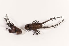 Two Unique 19th Century Bronze Lobster Sculptures, Sold as Pair, of Japan