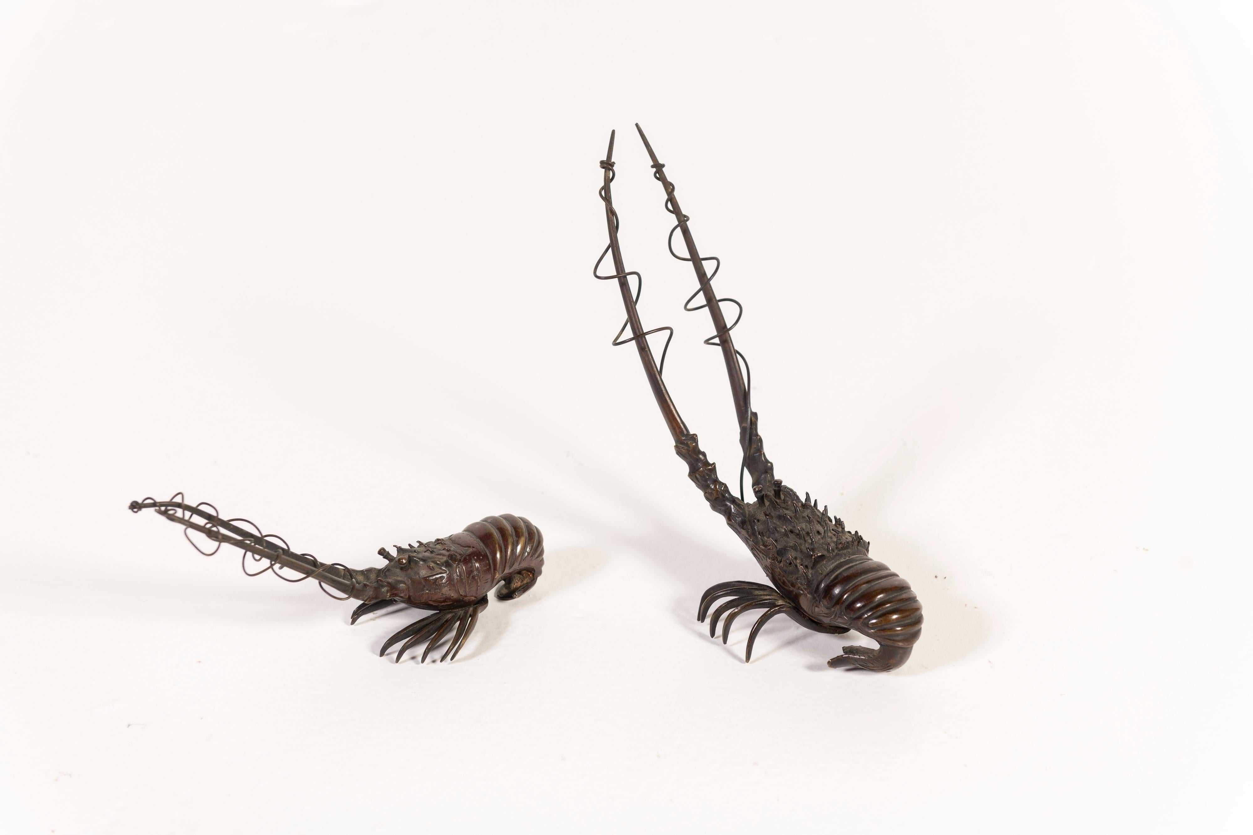 Two Unique 19th Century Bronze Lobster Sculptures, Sold as Pair, of Japan In Good Condition In San Francisco, CA