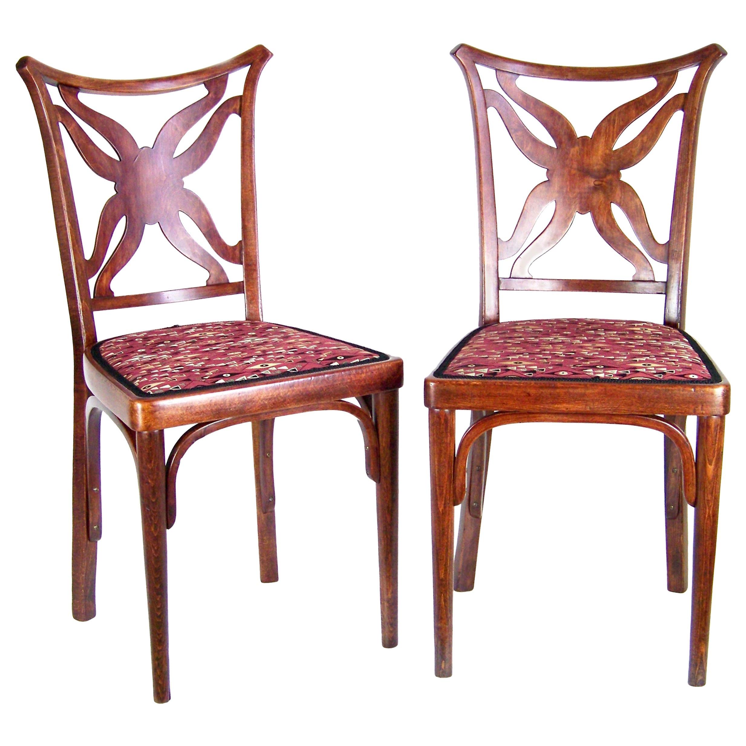 Two Unique Chairs J&J Kohn from 1915, Hotel Ambassador in Prague, Josef Hoffmann