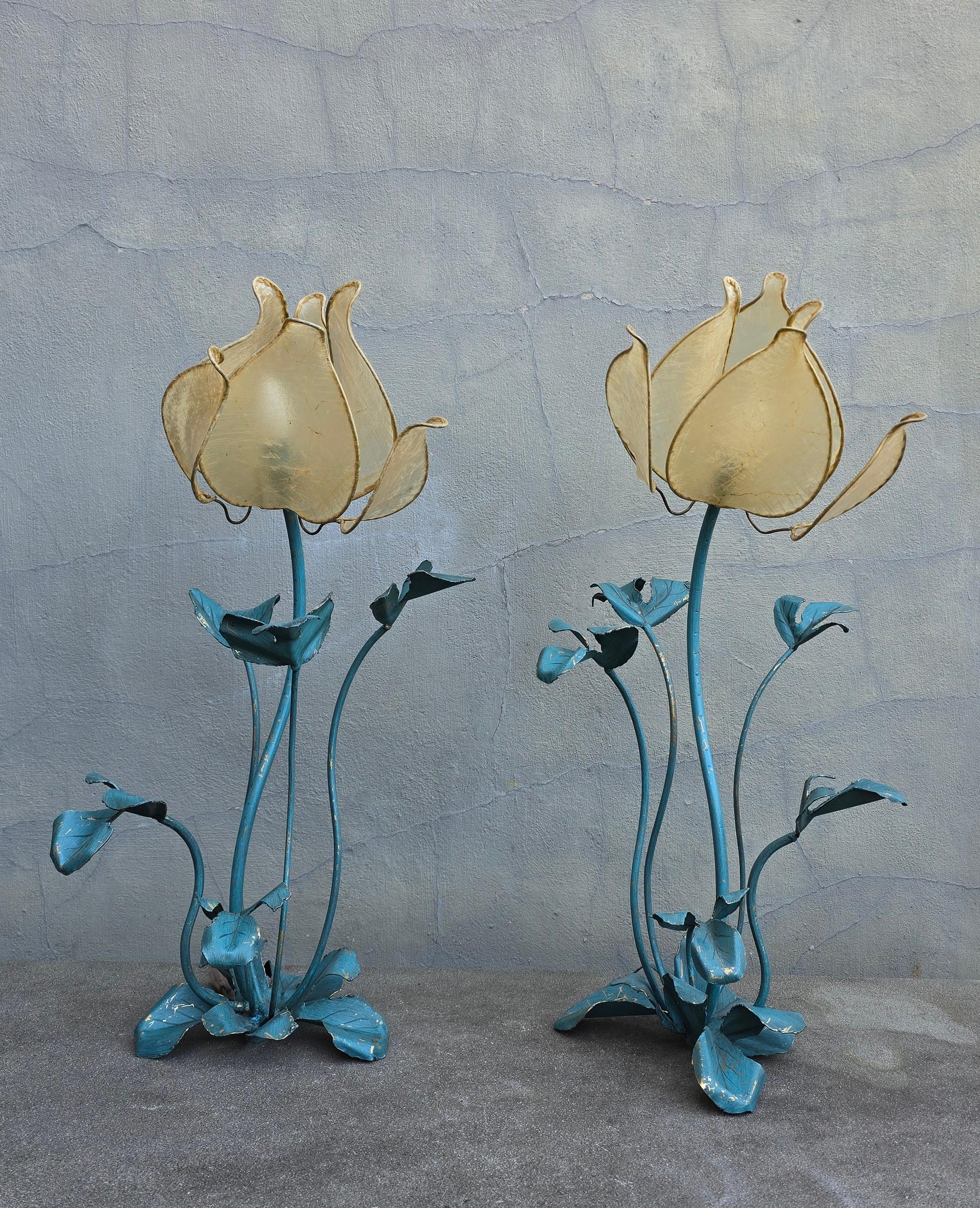 Hollywood Regency Two Unique Lotus Floor Lamps or Large Table Lamp For Sale