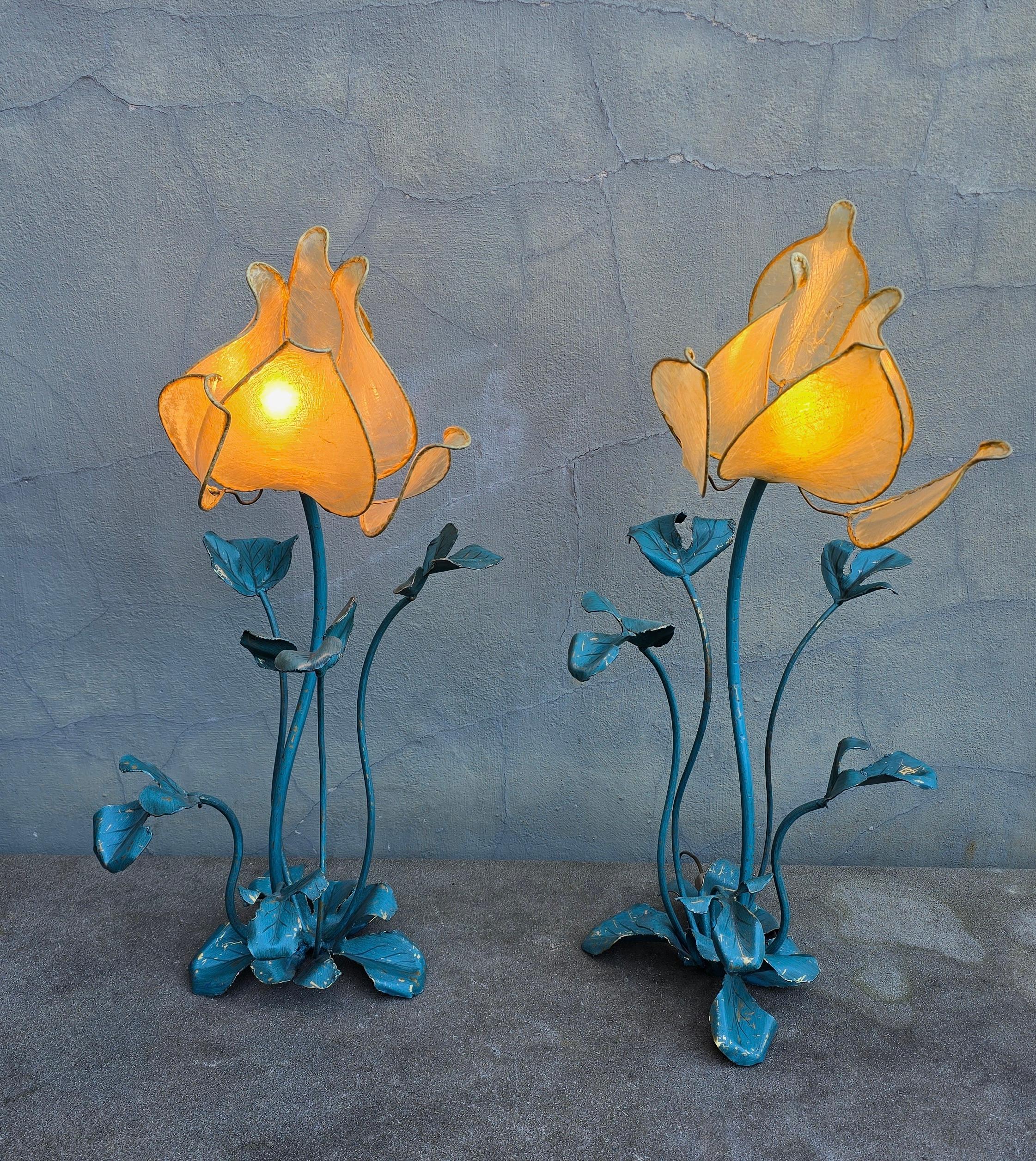 Italian Two Unique Lotus Floor Lamps or Large Table Lamp For Sale