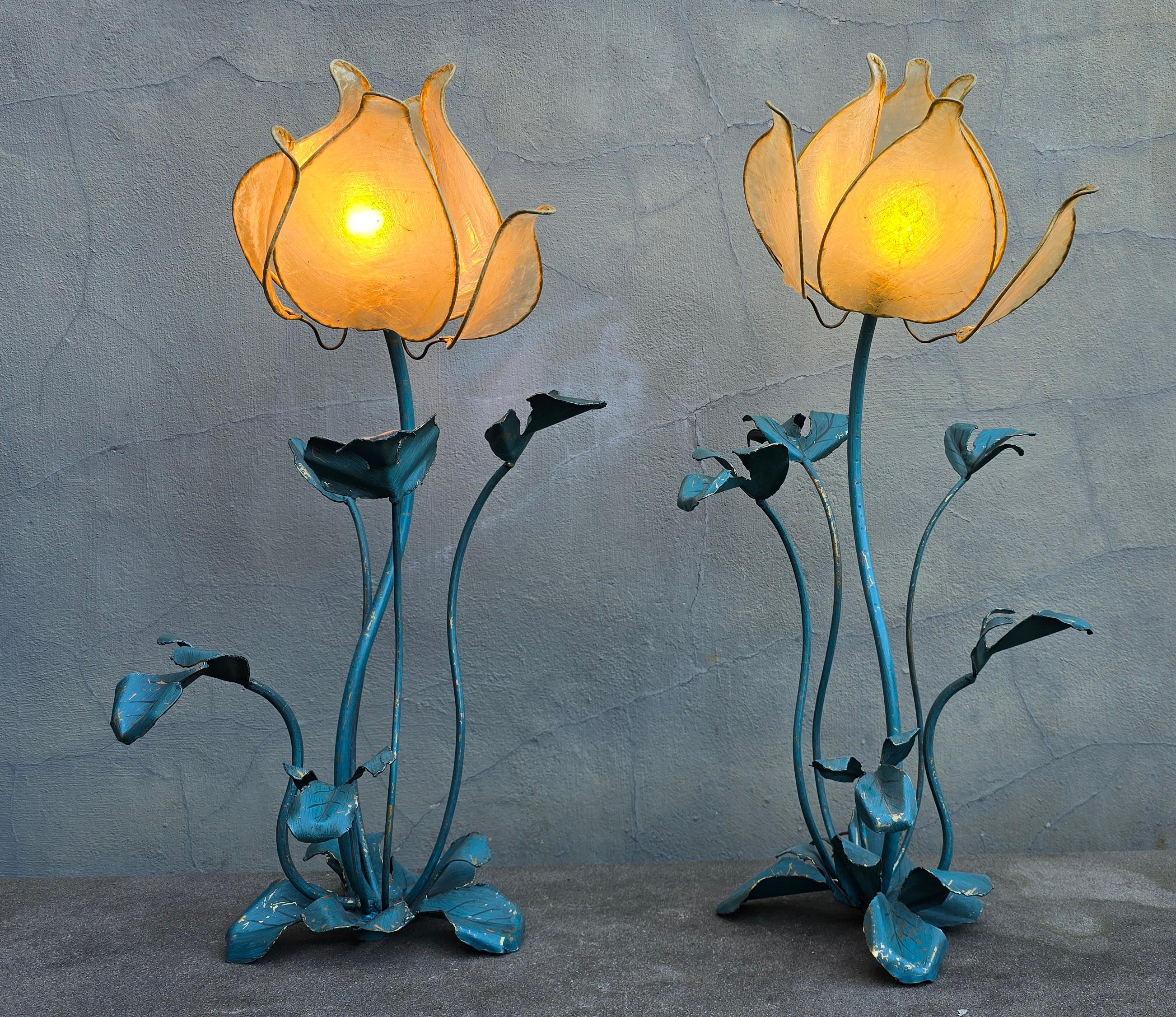 20th Century Two Unique Lotus Floor Lamps or Large Table Lamp For Sale