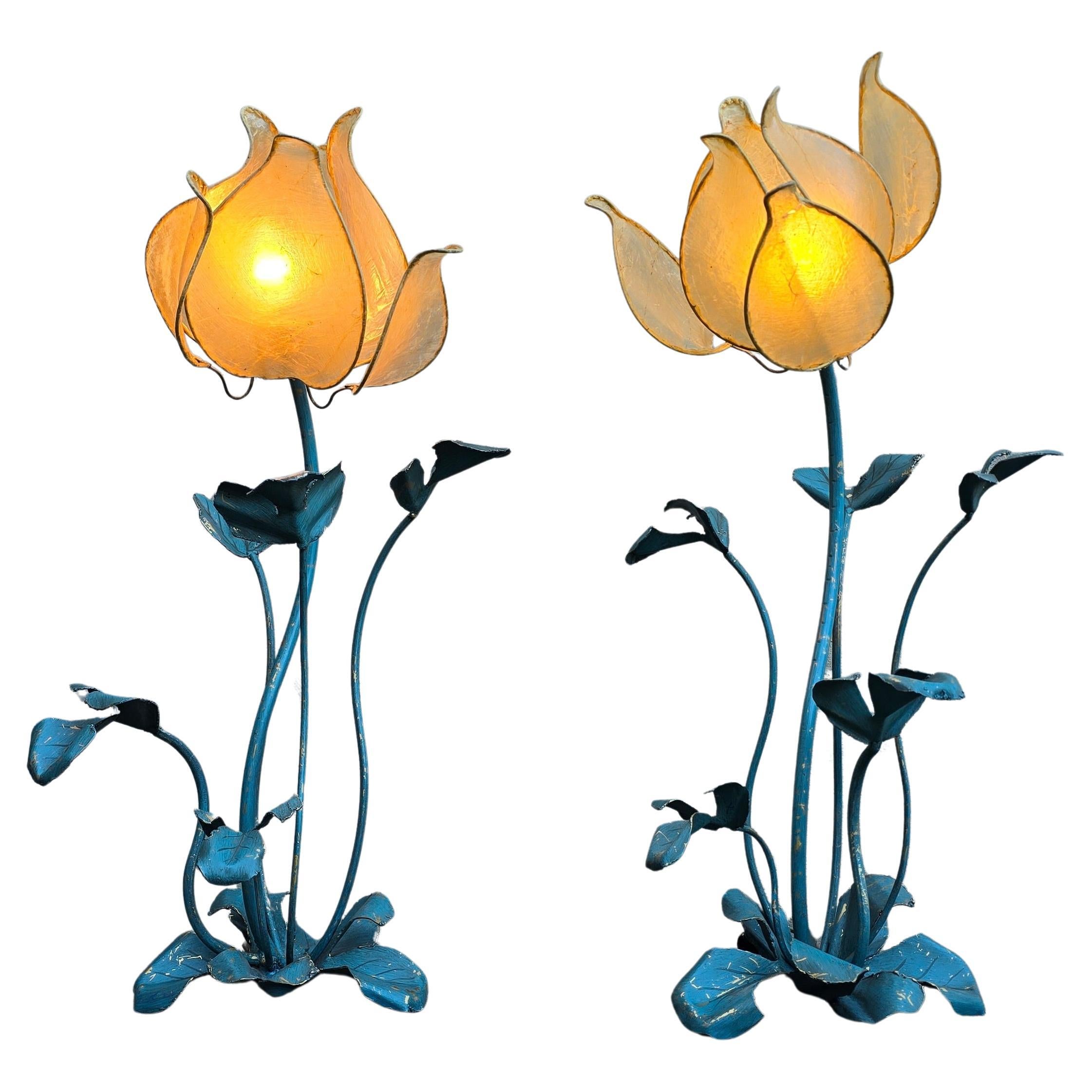 Two Unique Lotus Floor Lamps or Large Table Lamp For Sale
