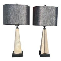 Two Unique Mid-Century Modern Alabaster Lamps