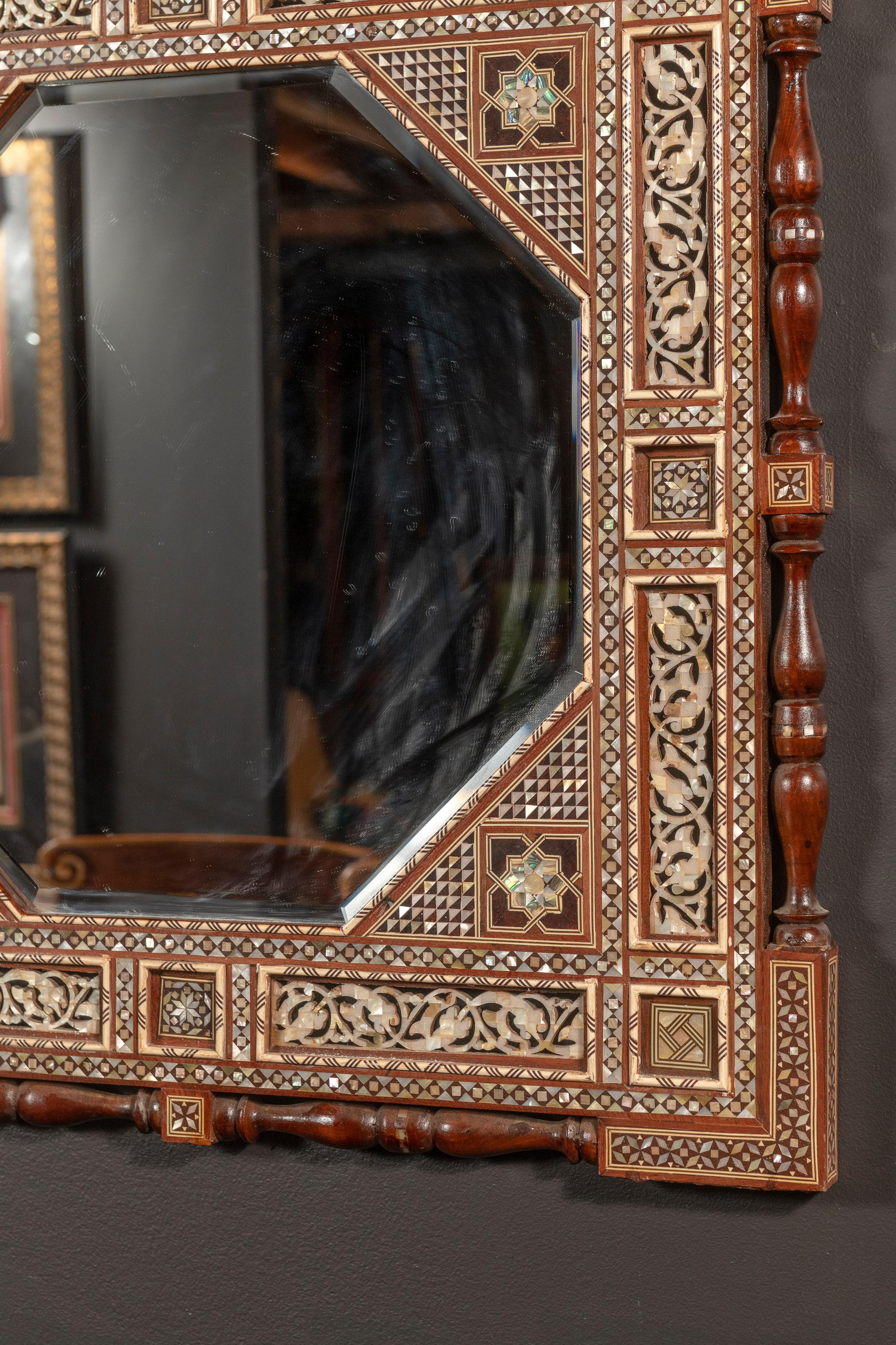 Two Unique Syrian Mirrors with Mother of Pearl Inlay and Wooden Marquetry  2