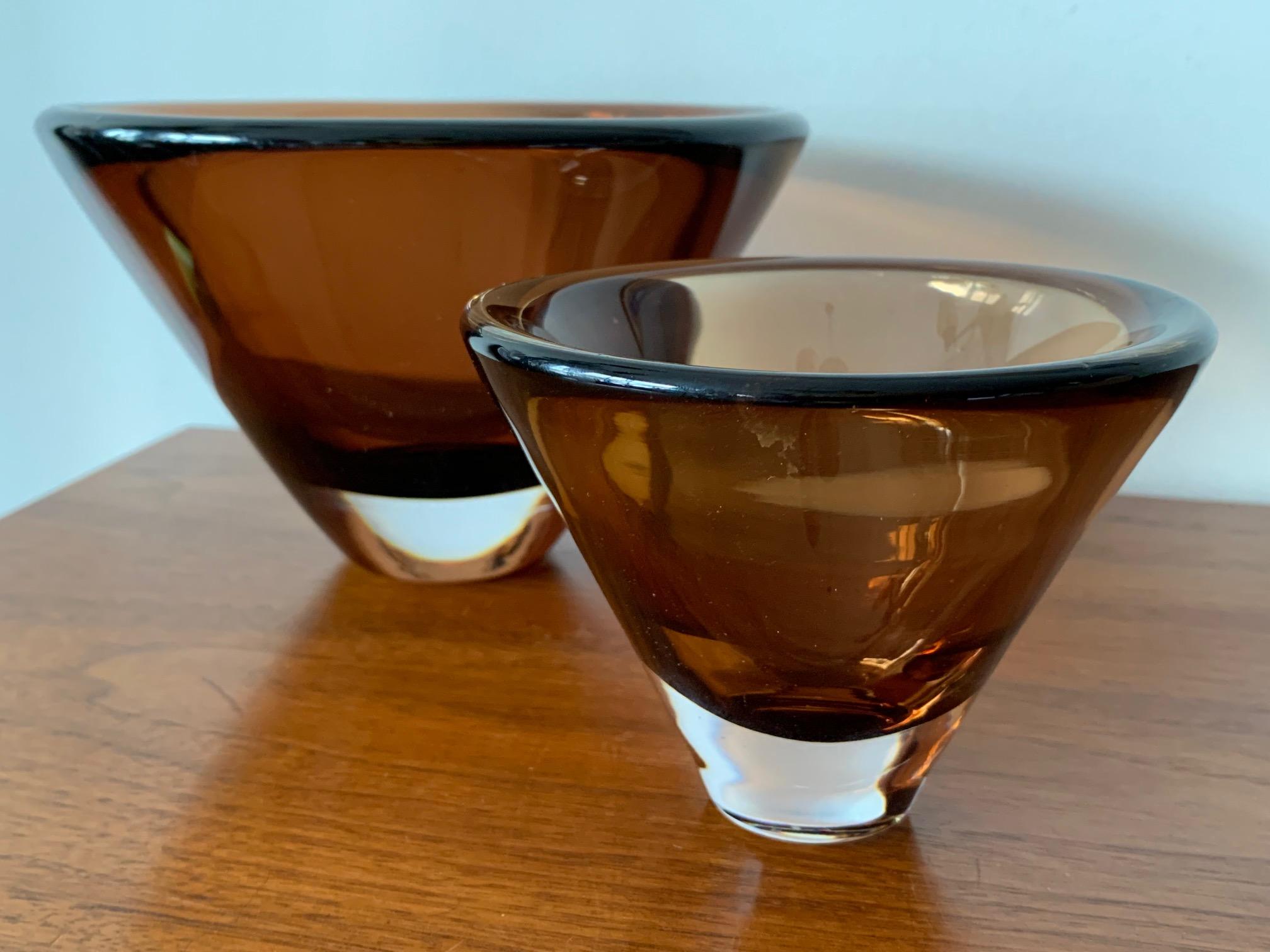 Mid-Century Modern Two Unusual Vicke Lindstrand for Kosta Boda Glass Vessels For Sale