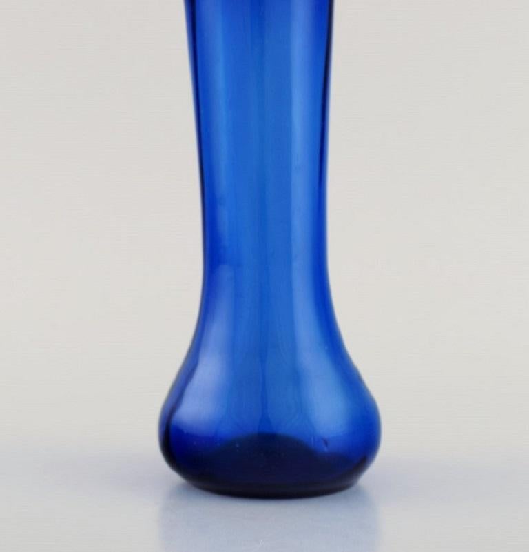 Two Vases in Blue Mouth-Blown Art Glass, 20th Century In Excellent Condition For Sale In Copenhagen, DK