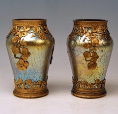 Two Vases Loetz Widow Klostermuehle Bohemia Art Nouveau Candia Papillon