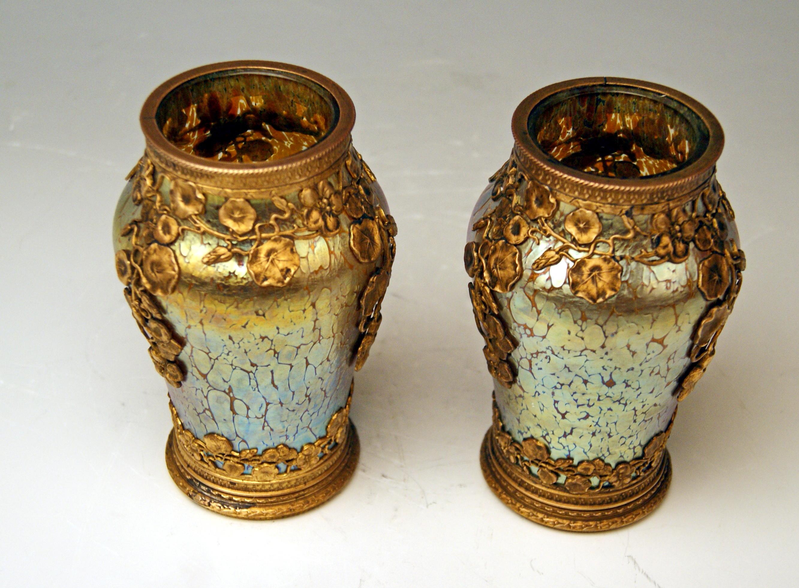 Two Vases Loetz Widow Klostermuehle Bohemia Art Nouveau Candia Papillon 2