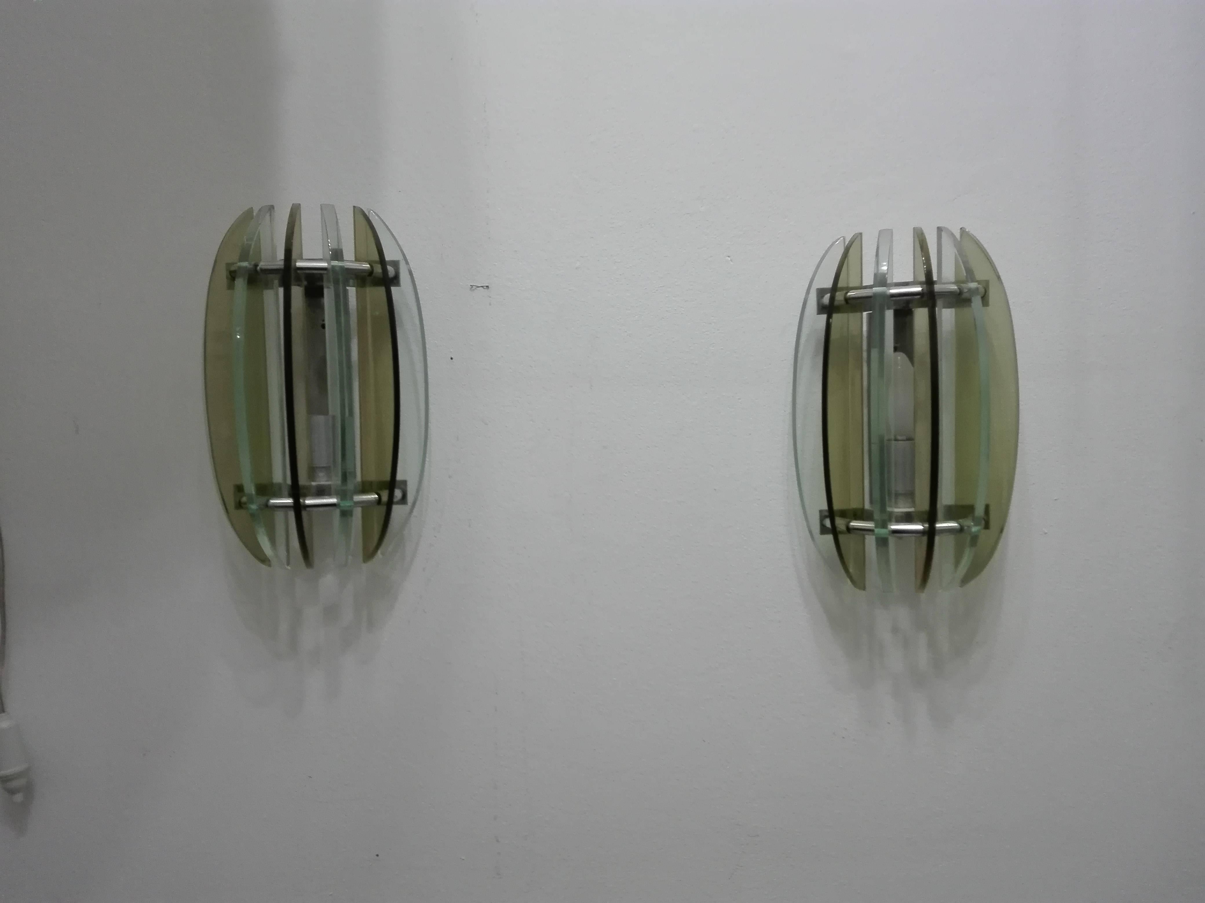 Mid-Century Modern Two Veca Sconces Wall Lamps For Sale