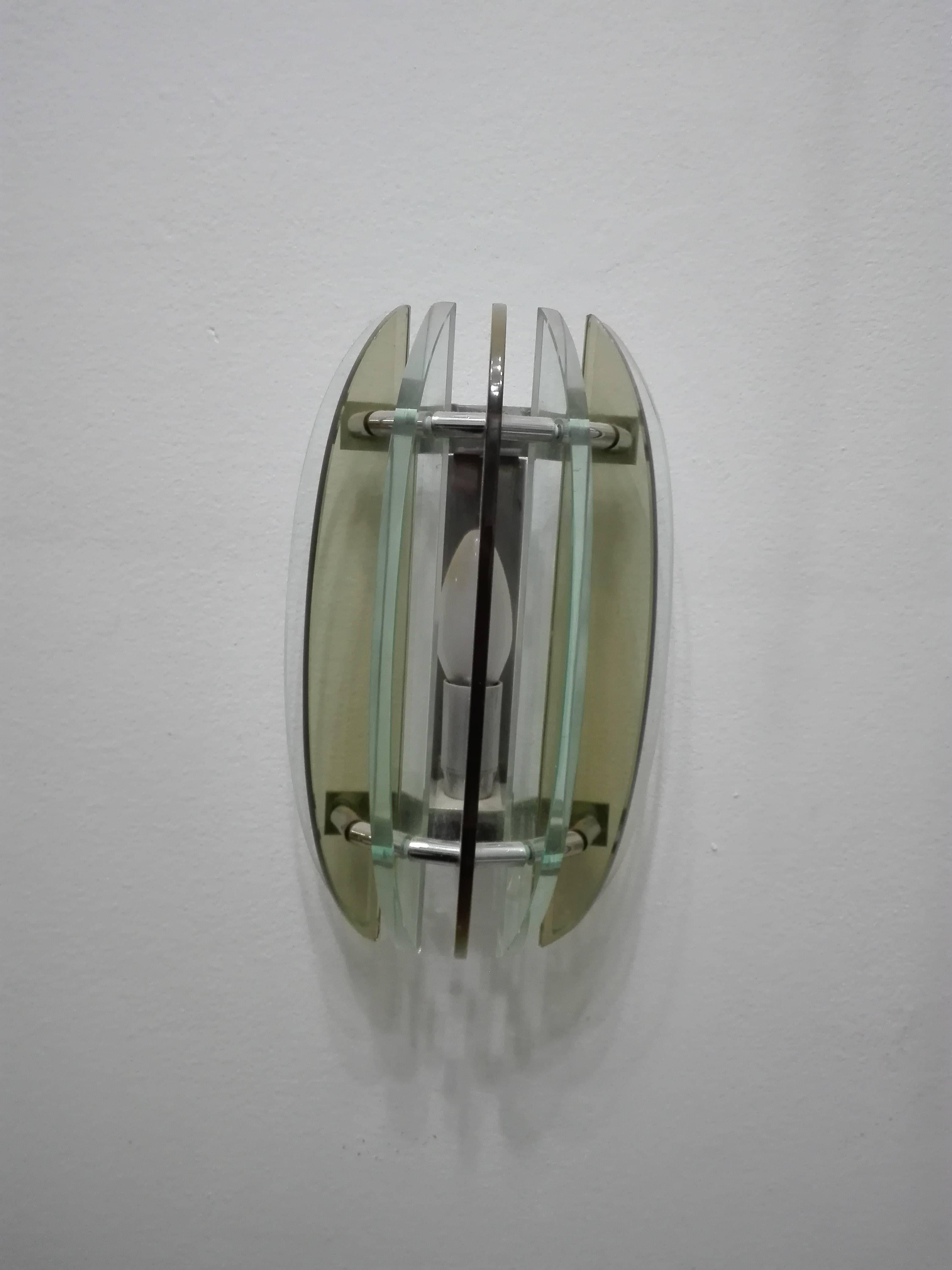 Murano Glass Two Veca Sconces Wall Lamps For Sale