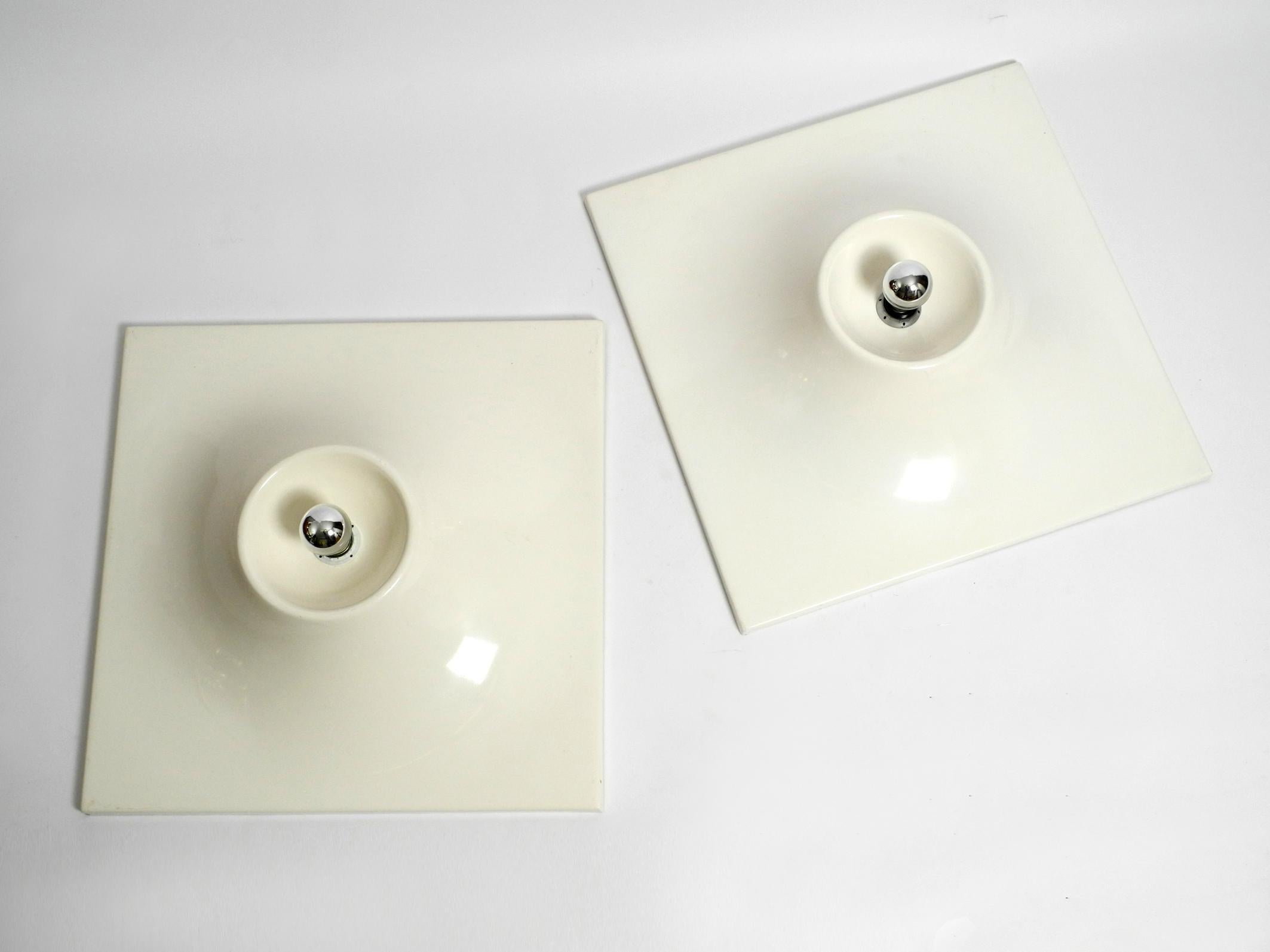 Two Very Large 1960s Space Age Quadratic Wall or Ceiling Lamps in White For Sale 12