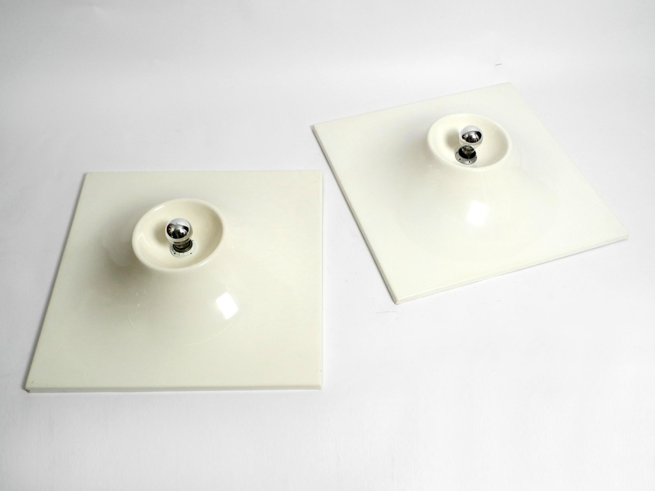 Two Very Large 1960s Space Age Quadratic Wall or Ceiling Lamps in White For Sale 13