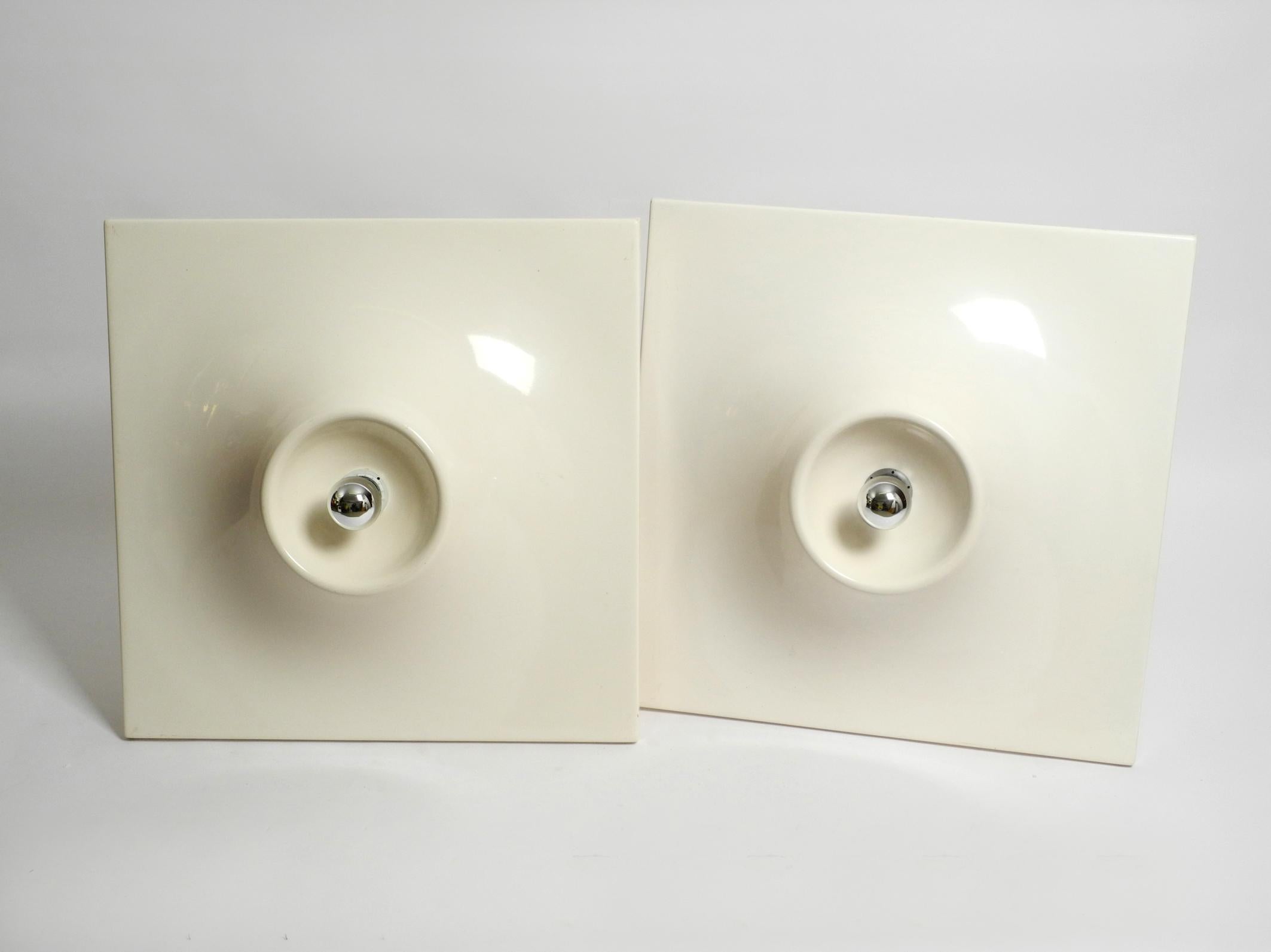 Two Very Large 1960s Space Age Quadratic Wall or Ceiling Lamps in White For Sale 14