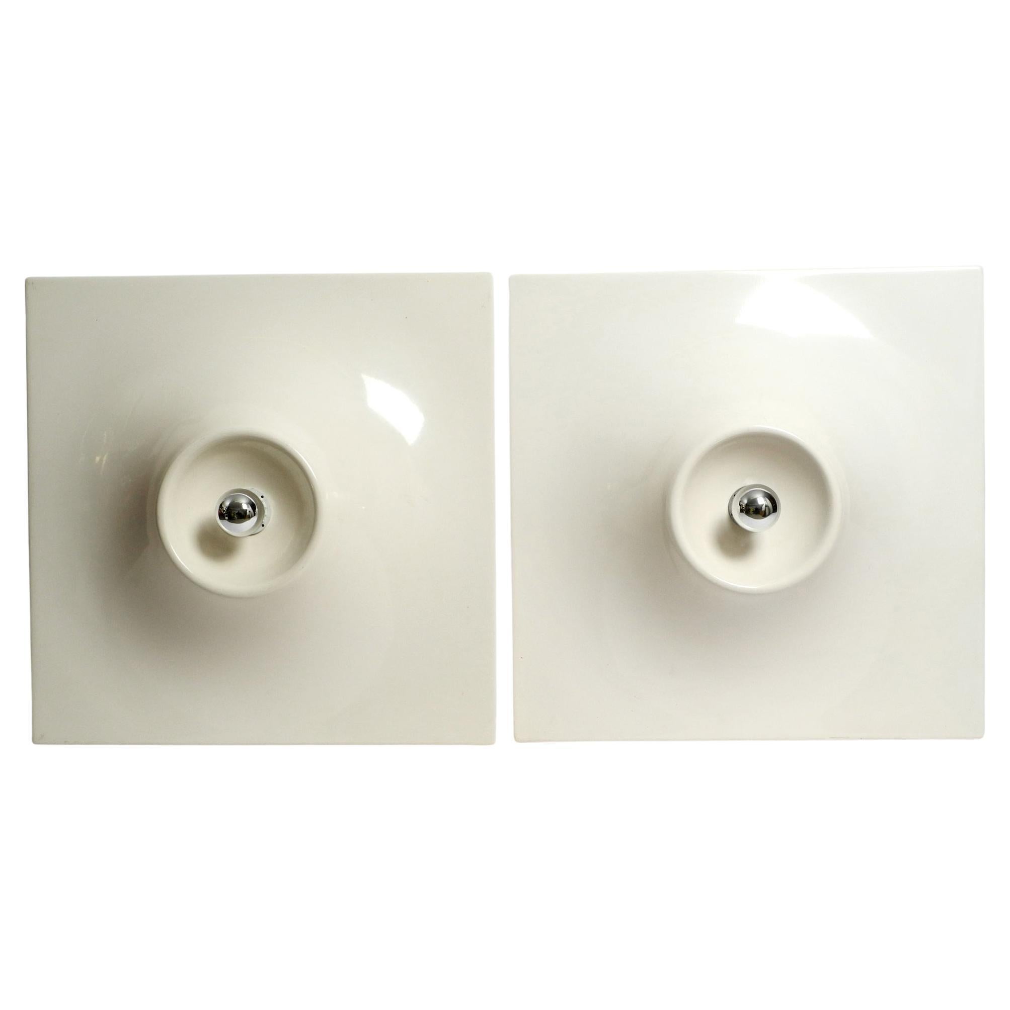 Two Very Large 1960s Space Age Quadratic Wall or Ceiling Lamps in White For Sale