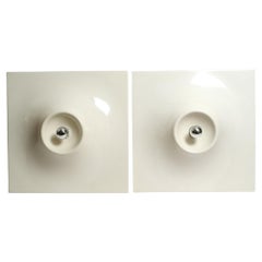 Two Very Large 1960s Space Age Quadratic Wall or Ceiling Lamps in White