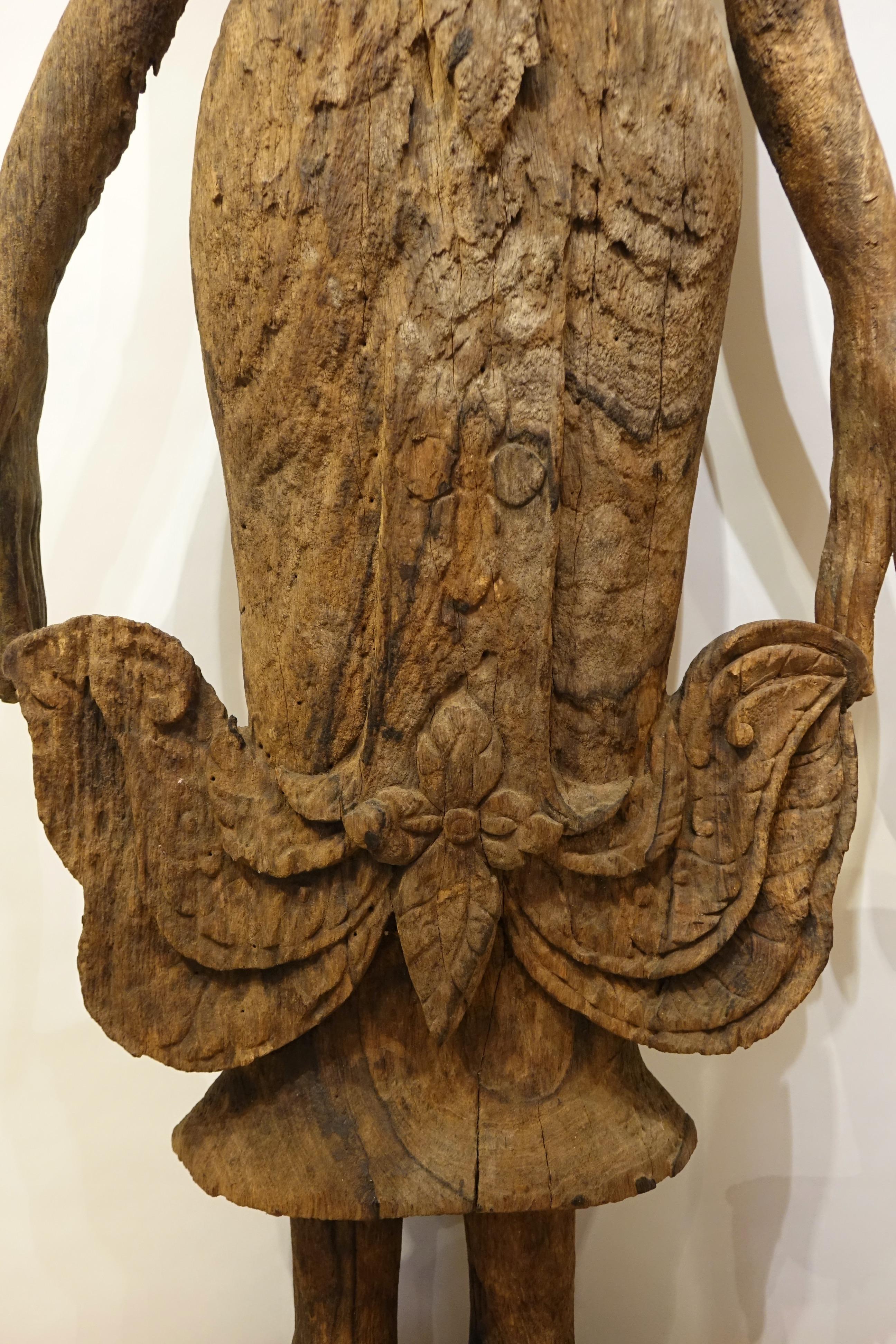 Two Very Large Buddhas, Laos , Luang-Prabang 17- 18th century In Distressed Condition For Sale In PARIS, FR