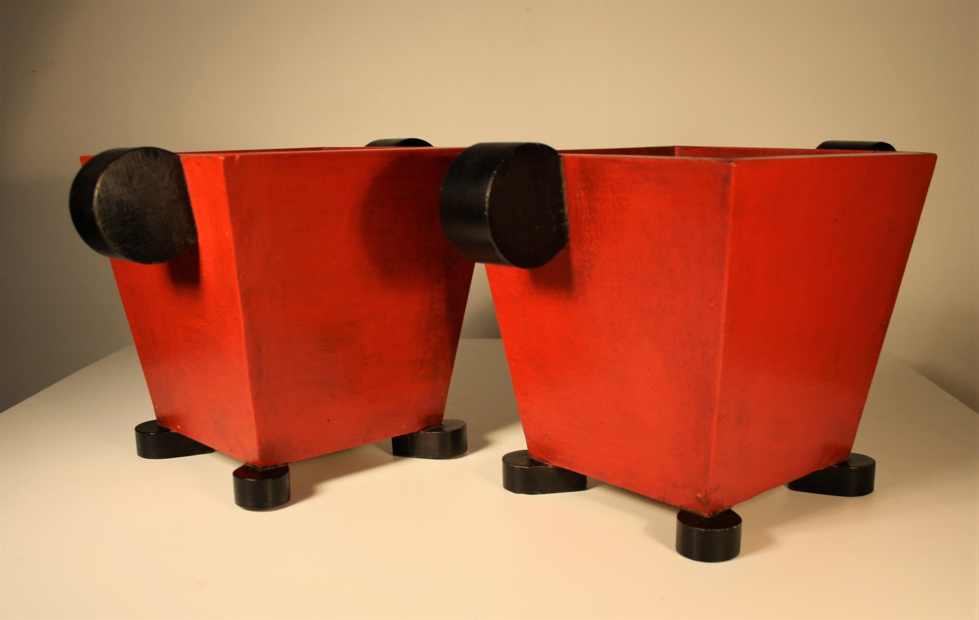 Painted Two Modernist Cache Pots by Huib Hoste, 1920s