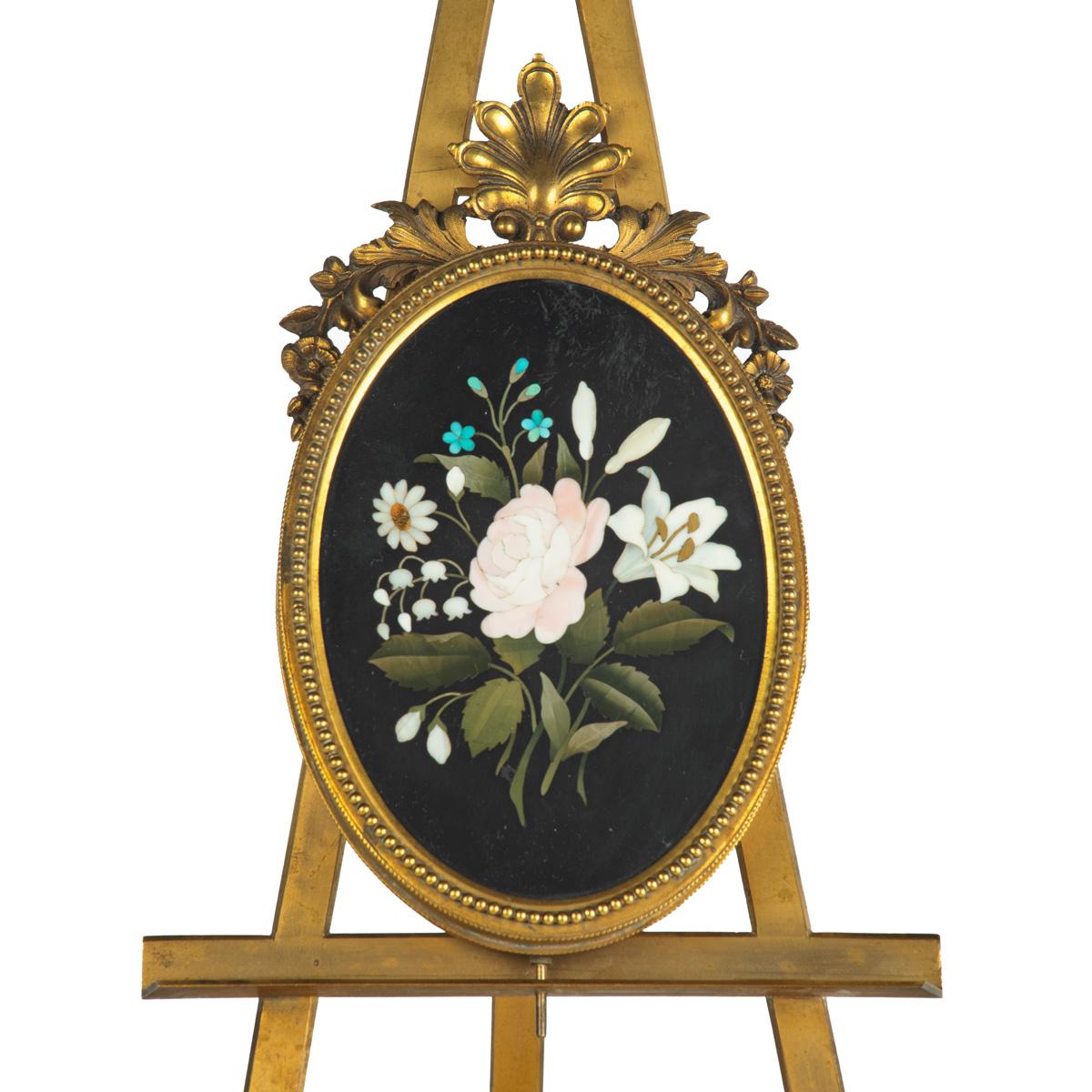 Two very similar pietra dura and ormolu photograph frames on easels In Good Condition For Sale In Lymington, Hampshire