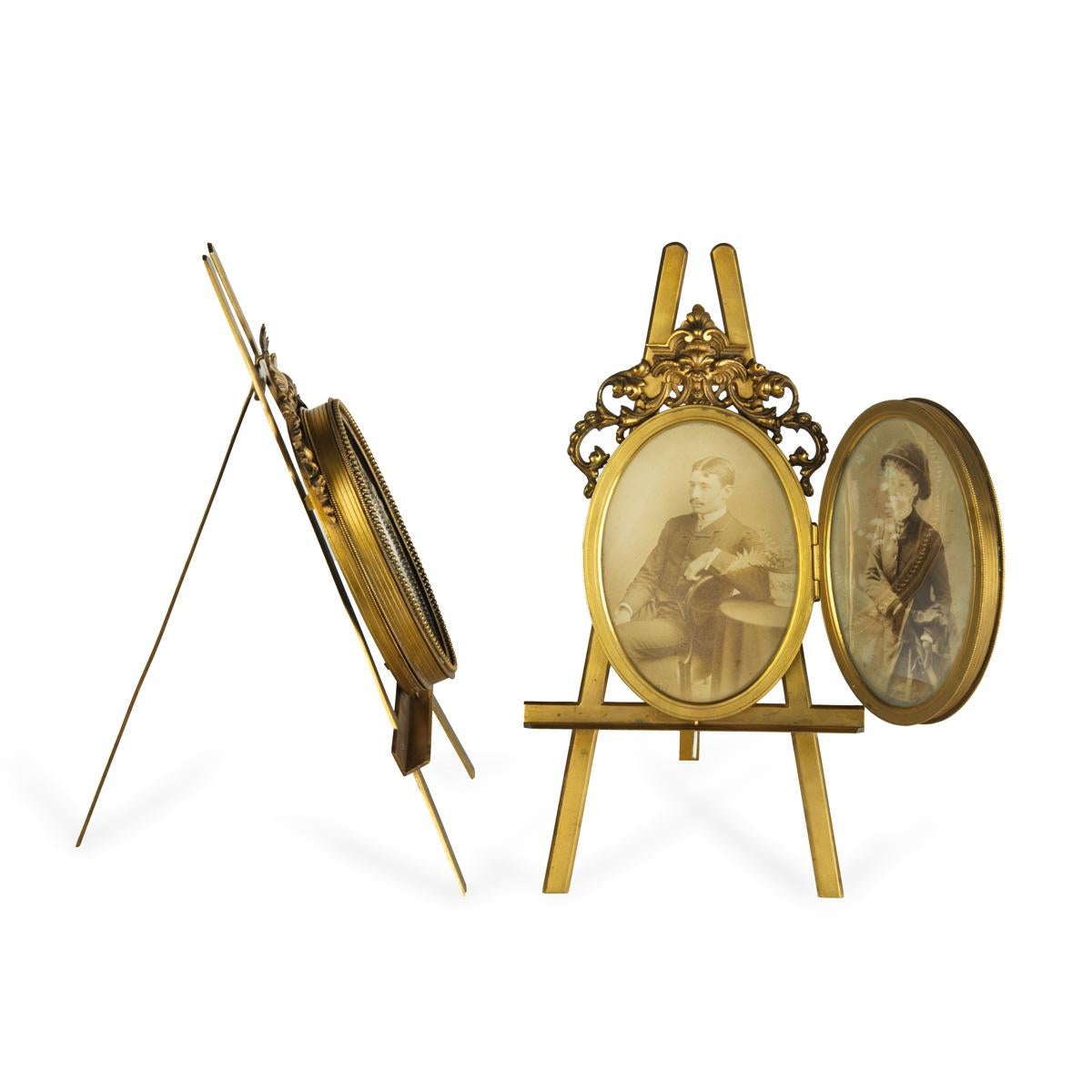19th Century Two very similar pietra dura and ormolu photograph frames on easels For Sale