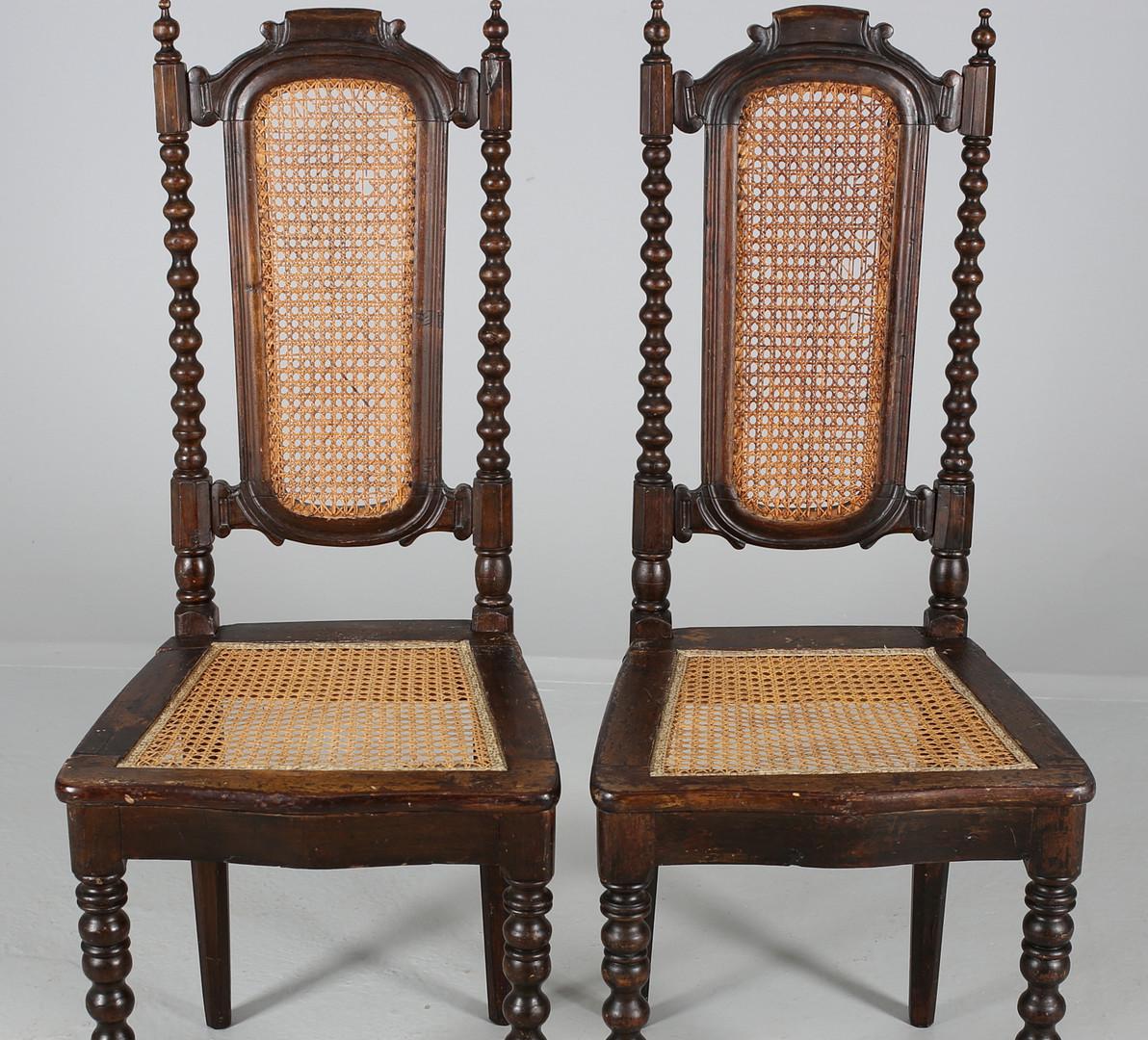 Oak Pair of Victorian chairs with cannage.  For Sale