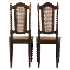 Pair of Victorian chairs with cannage. 