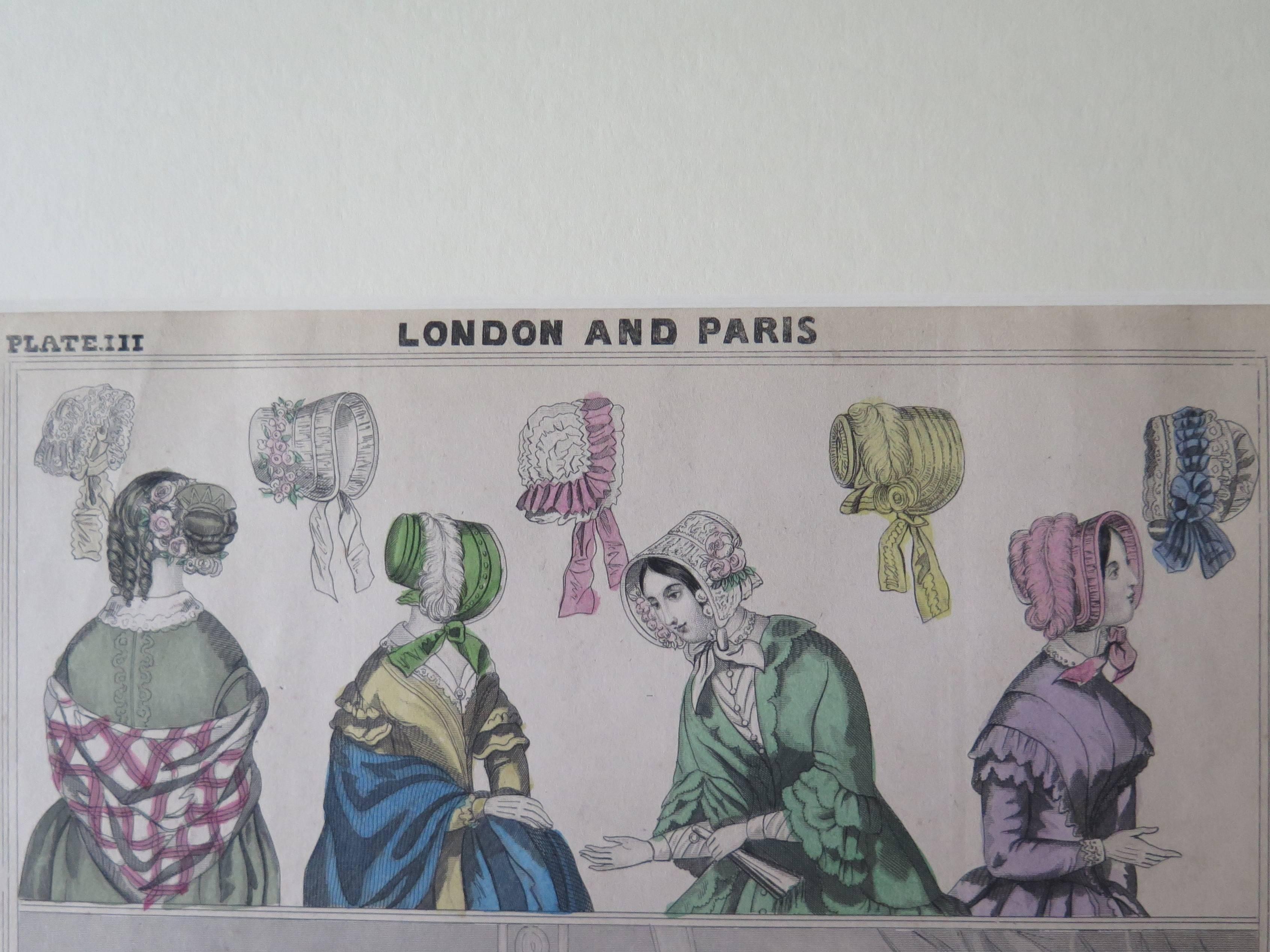 TWO Fashion Prints Ladies Gazette London & Paris, Victorian 1848 to 1856 6