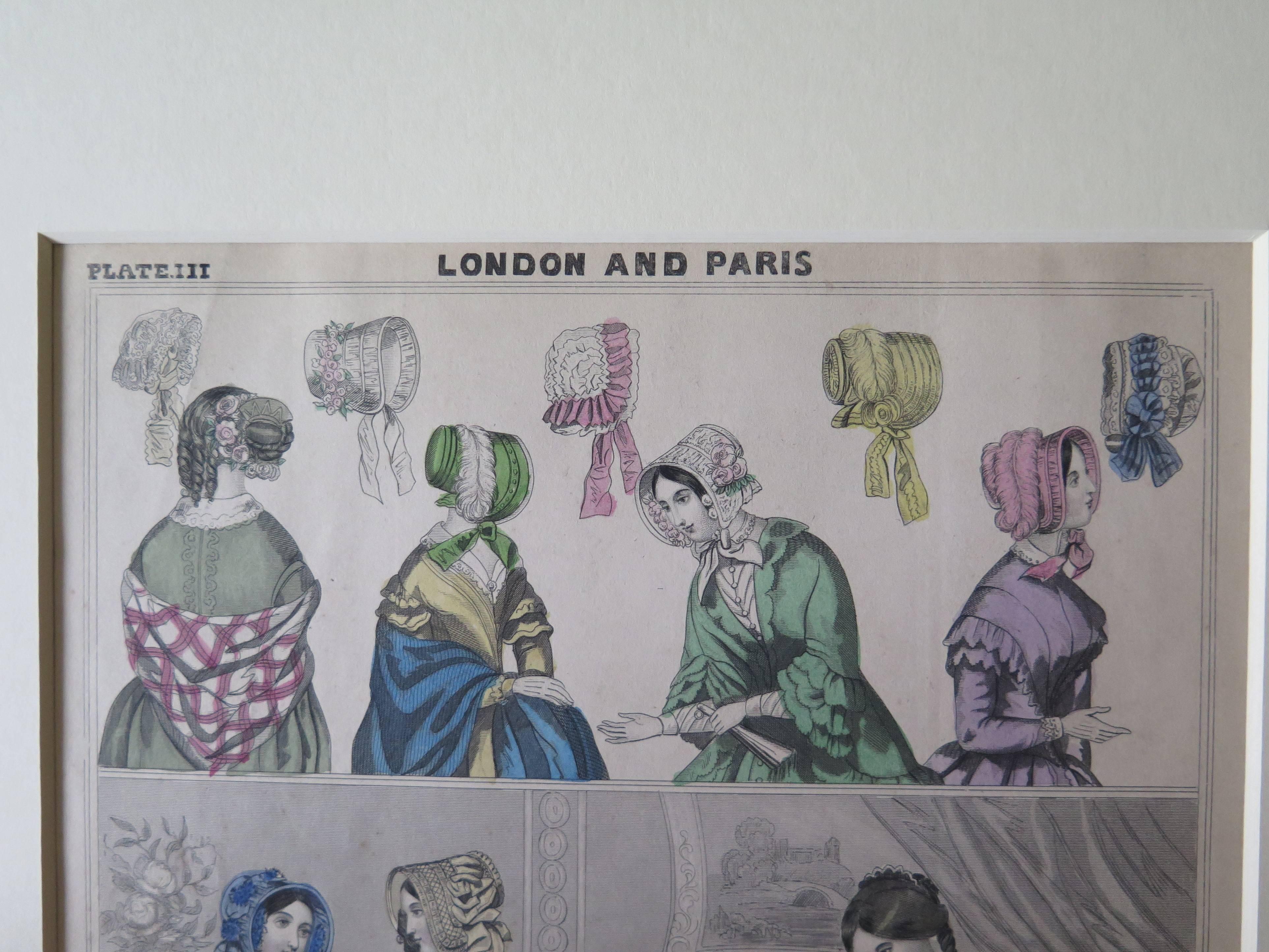 TWO Fashion Prints Ladies Gazette London & Paris, Victorian 1848 to 1856 7