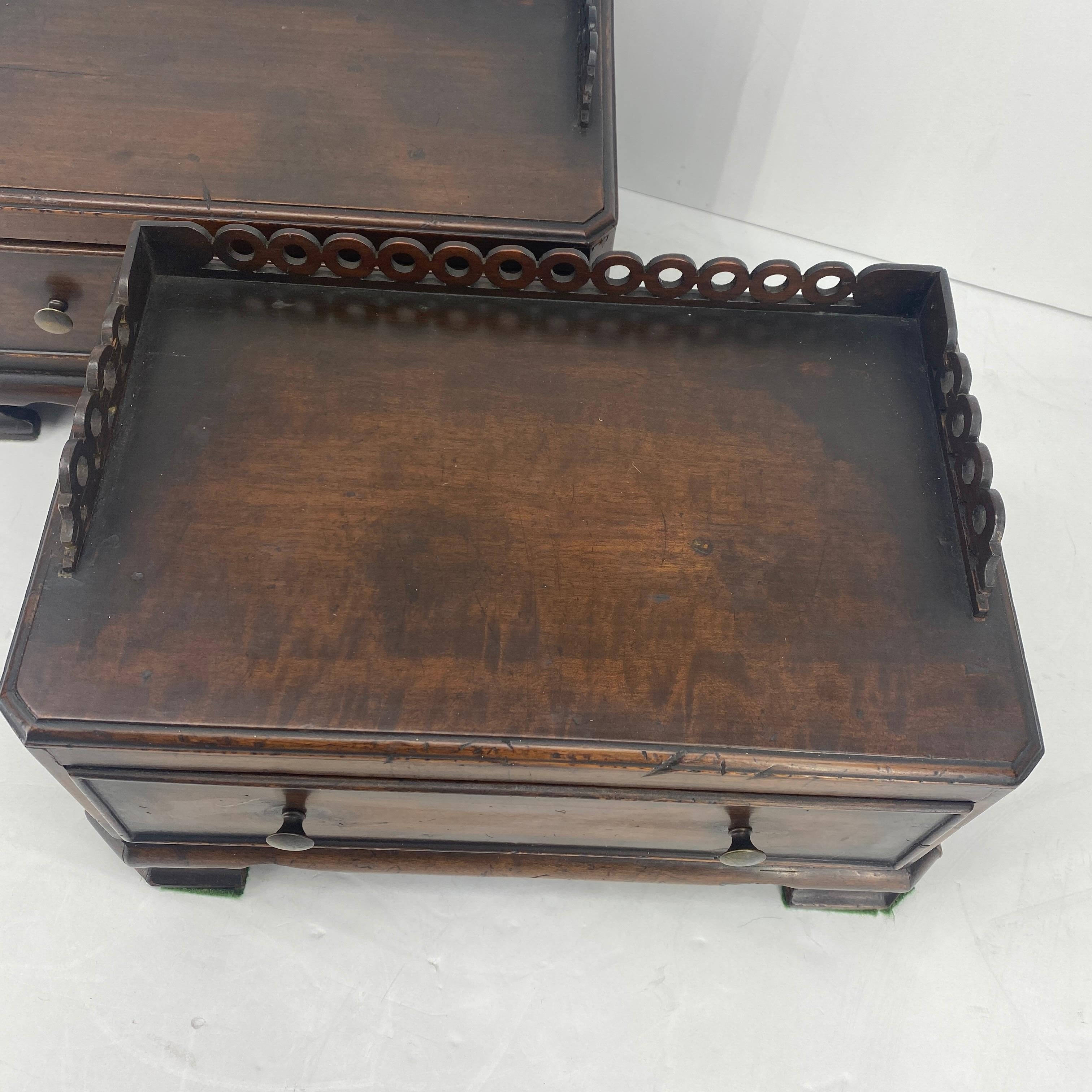 English Two Victorian Mahogany Jewelry Boxes, 1875-1900, England