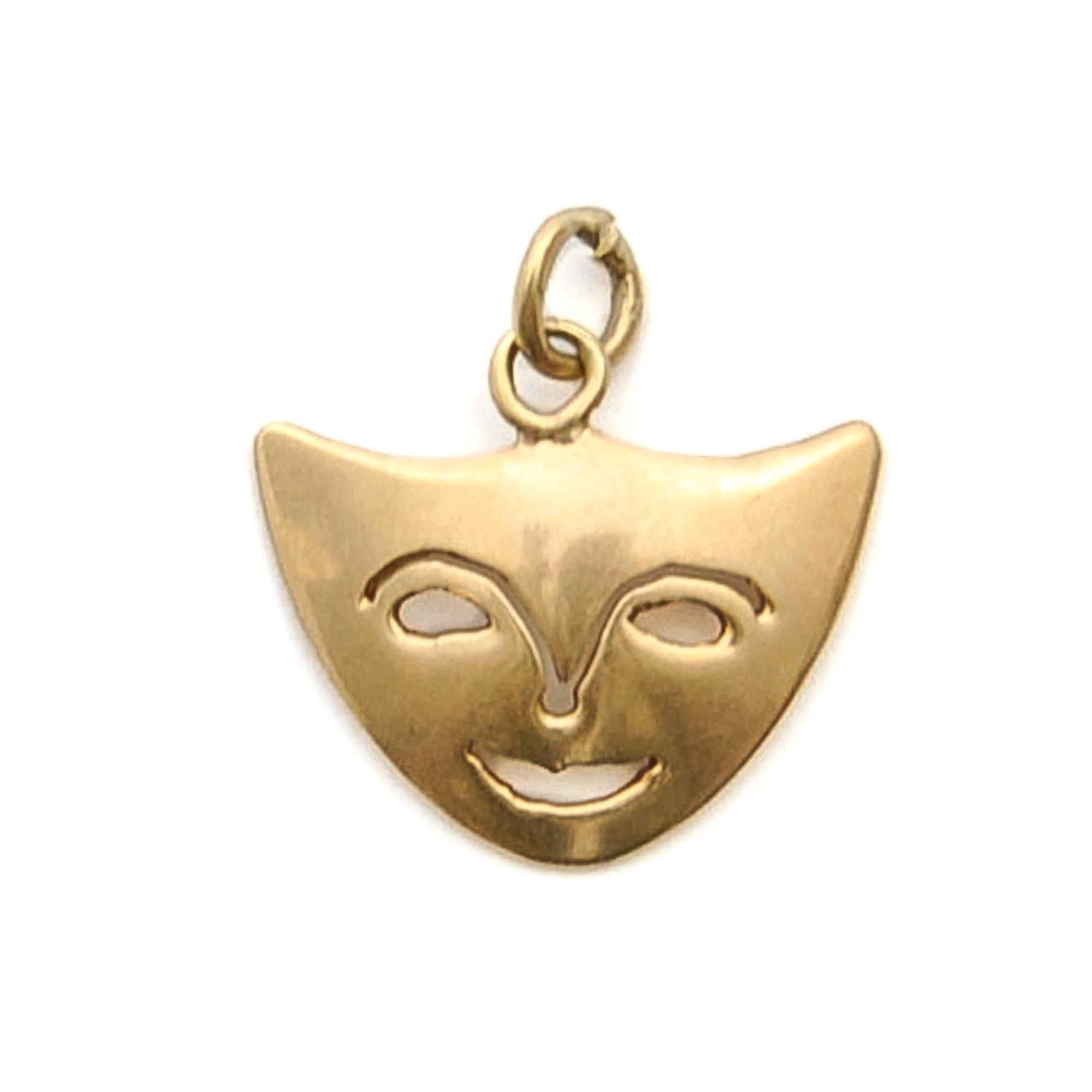 Women's or Men's Two Vintage 14K Gold Dice and Mask Charm Pendants