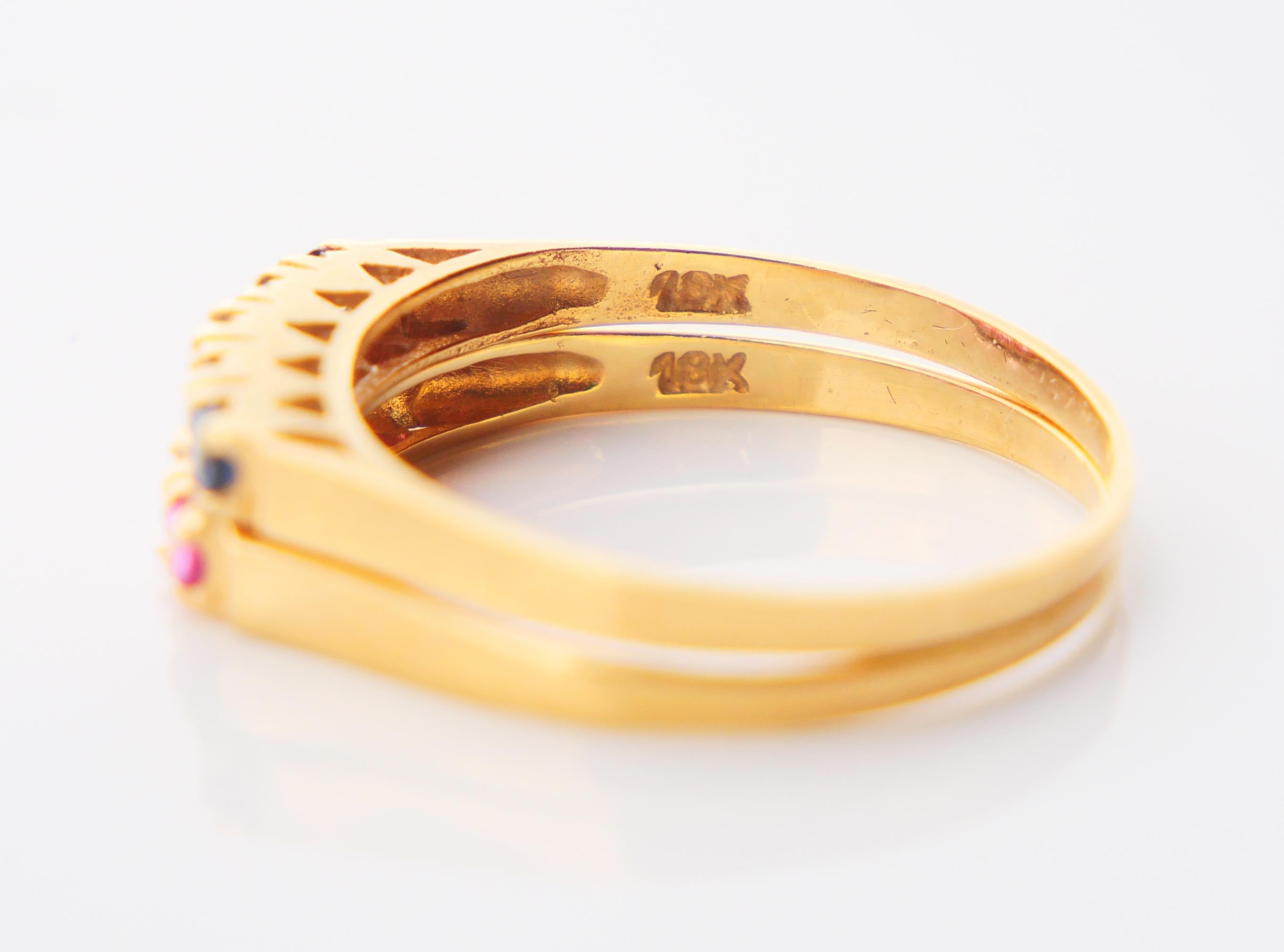 Two Vintage Alliance Rings 0.8ct natural Ruby Sapphire solid 18K Gold ØUS6.25 For Sale 6