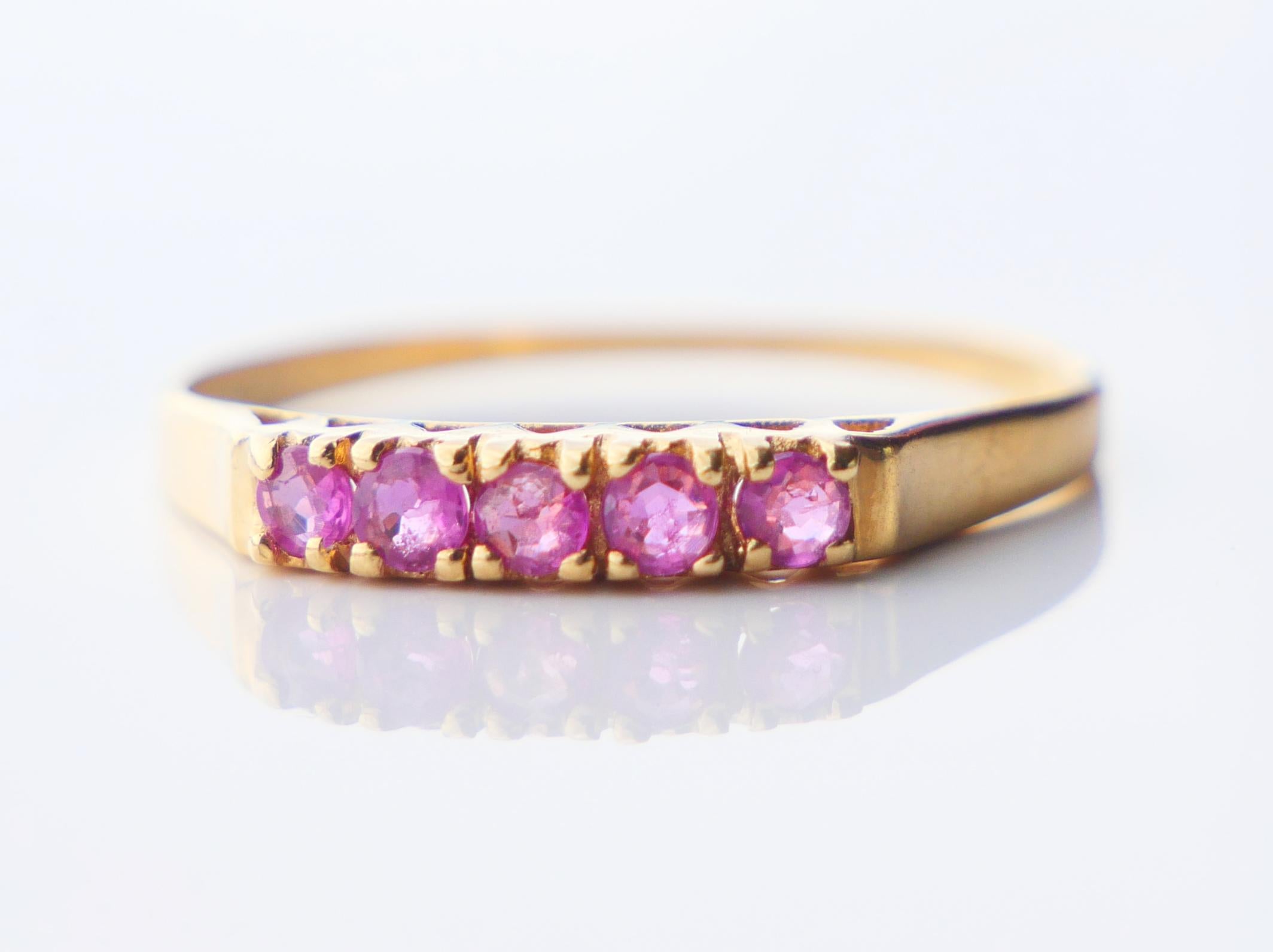 Retro Two Vintage Alliance Rings 0.8ct natural Ruby Sapphire solid 18K Gold ØUS6.25 For Sale