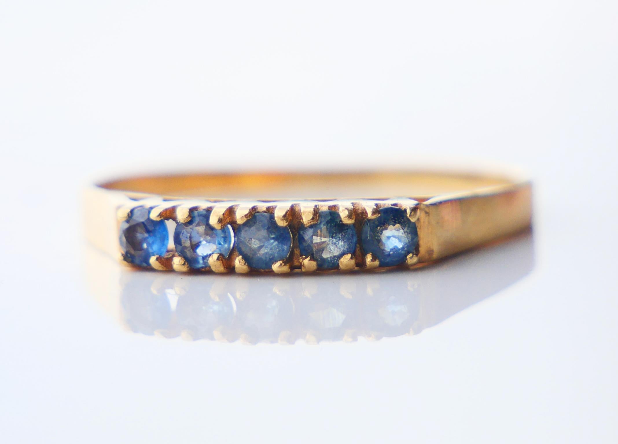 Old European Cut Two Vintage Alliance Rings 0.8ct natural Ruby Sapphire solid 18K Gold ØUS6.25 For Sale
