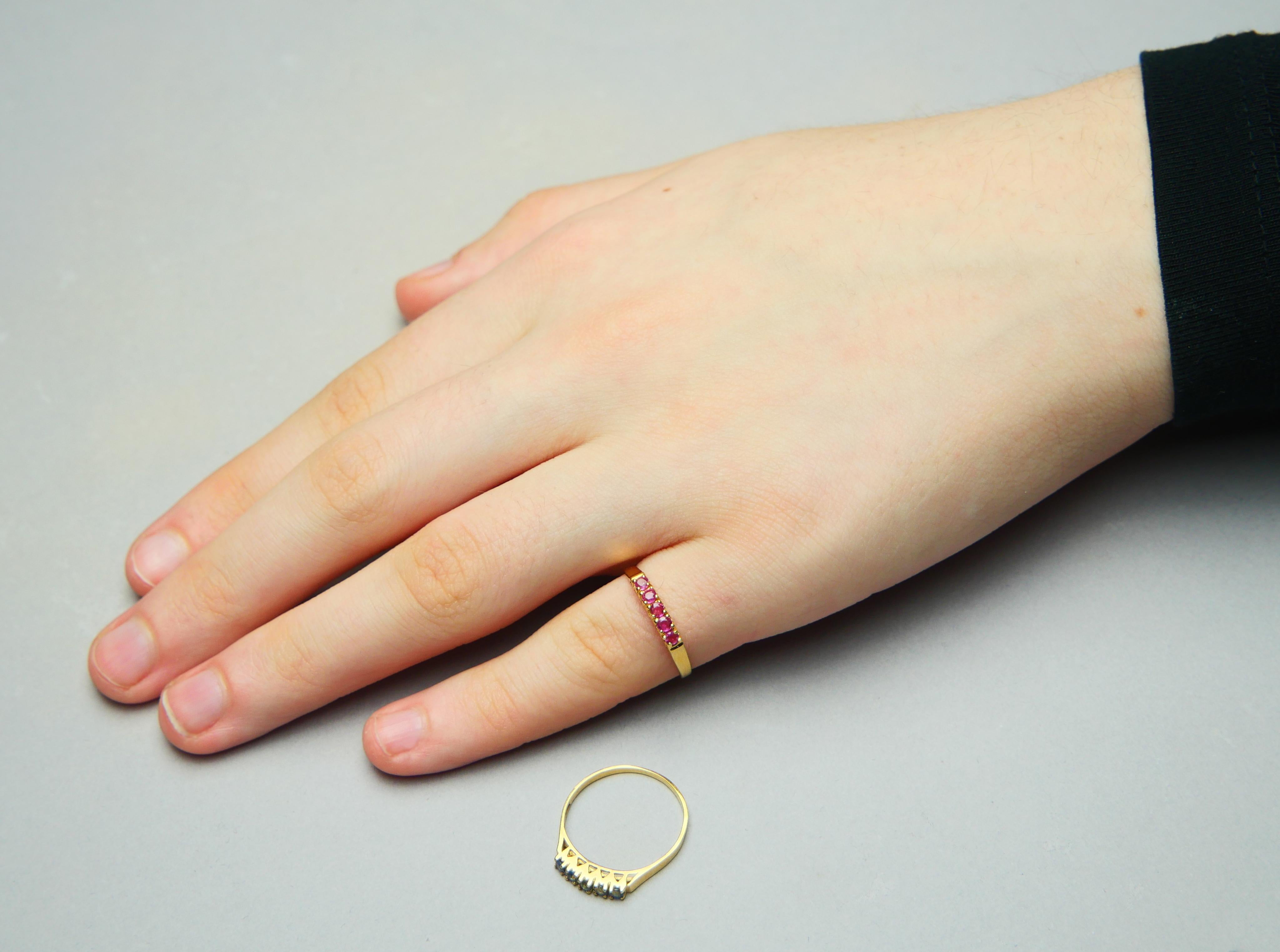 Two Vintage Alliance Rings 0.8ct natural Ruby Sapphire solid 18K Gold ØUS6.25 For Sale 3