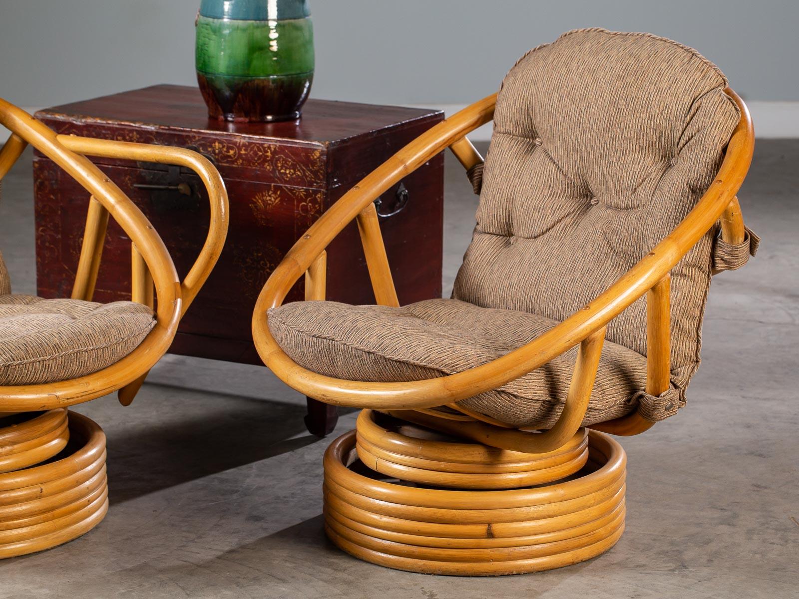 bamboo swivel chair vintage