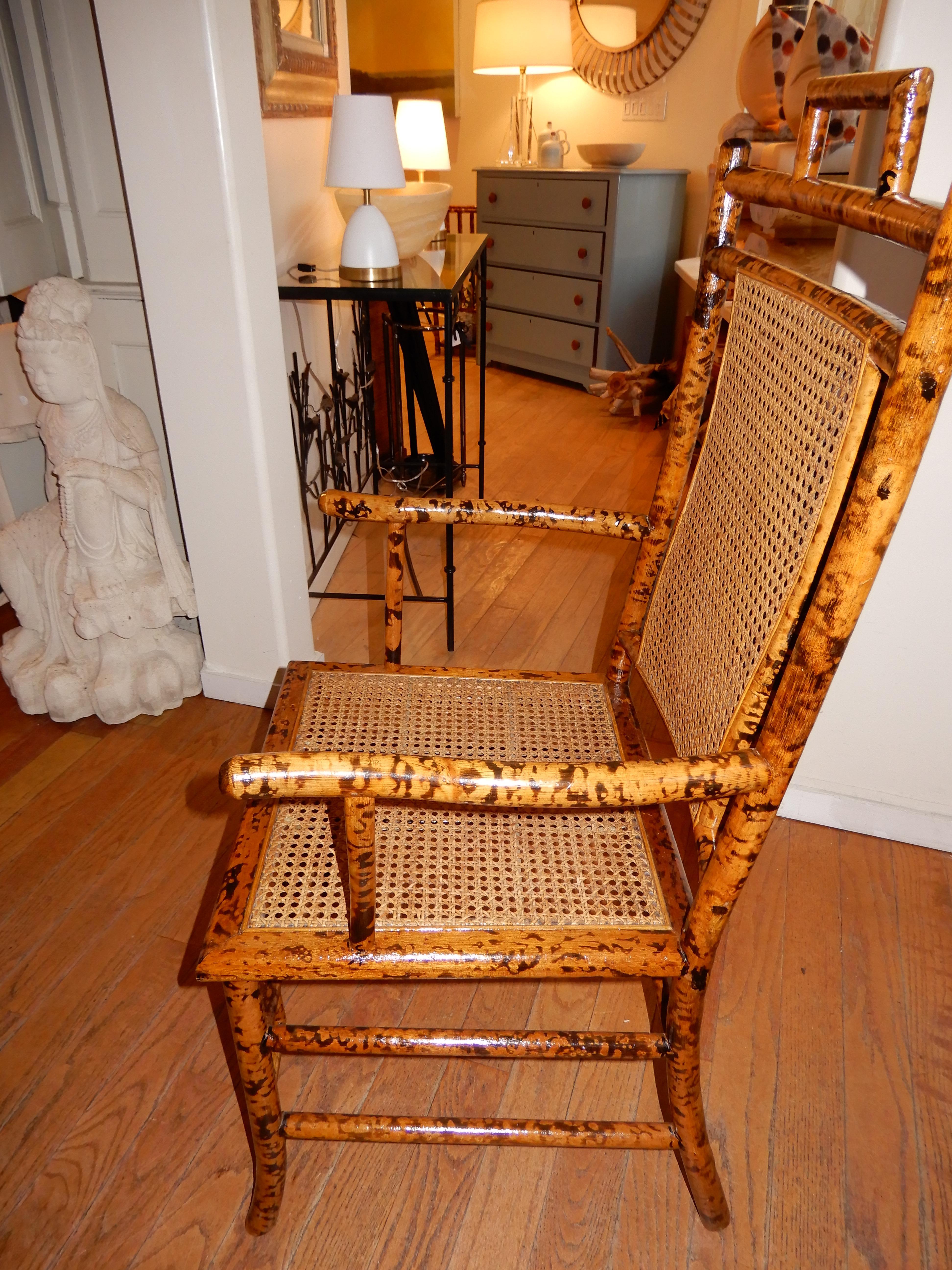 Pair of Vintage Bamboo and Cane Side Chairs/Armchairs In Excellent Condition In Bellport, NY