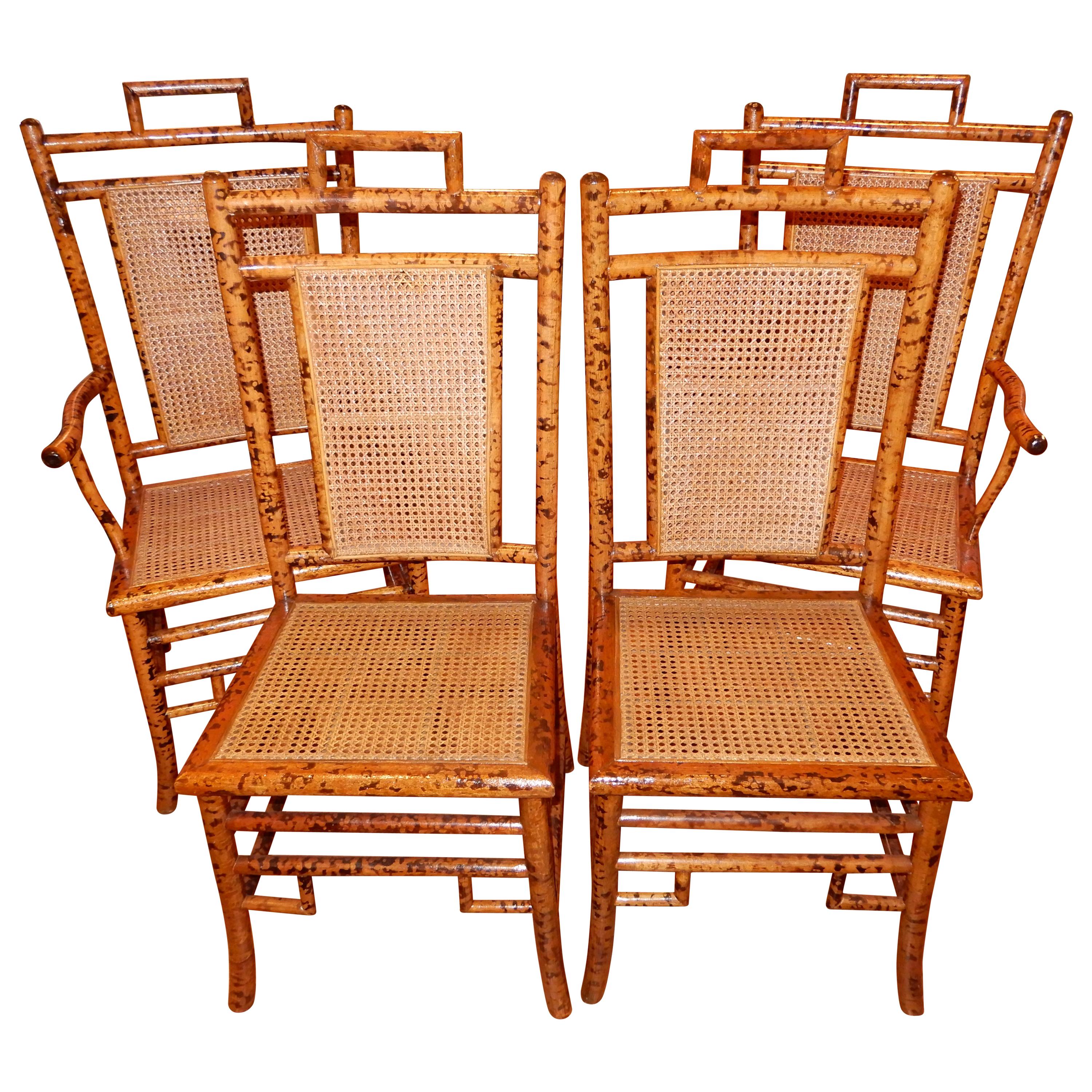 Two  Vintage Bamboo and Cane Side Chairs/Arm Chairs