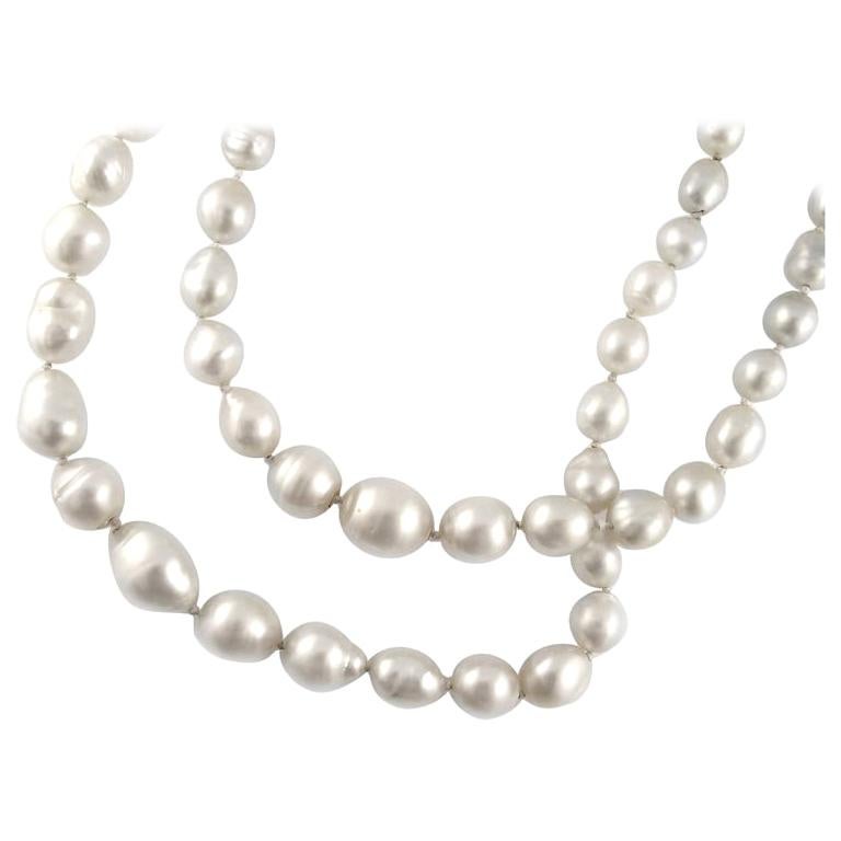 Two Vintage Baroque Pearl Necklaces For Sale