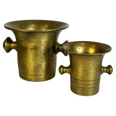 Two Vintage Brass Mortars, Heavy Weight, 20th Century