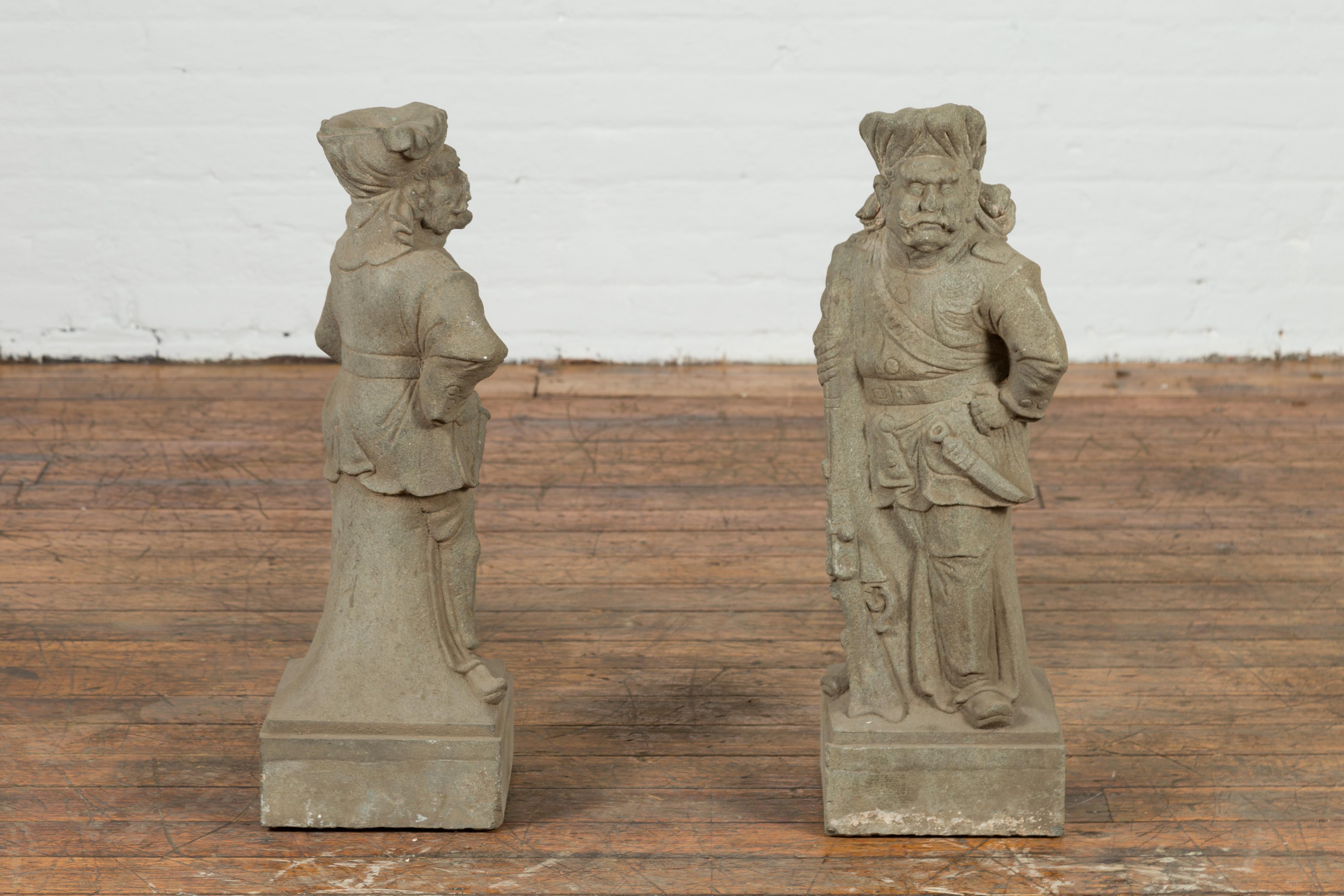 Two Vintage Carved Stone Sculptures of Soldiers from the British Indian Army For Sale 2