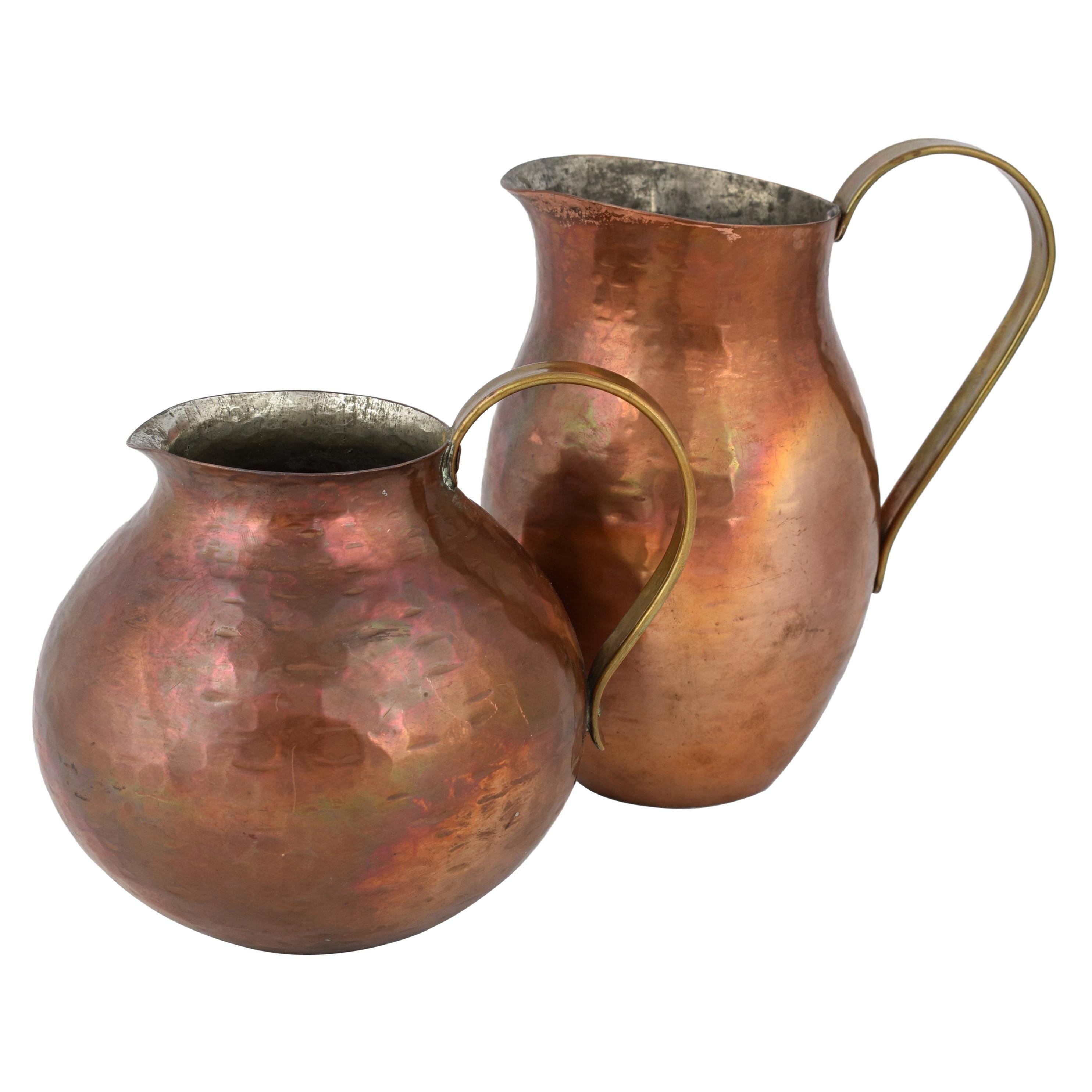 Two Vintage Copper Pitchers by Harald Buchrucker, Germany, 1950s For Sale