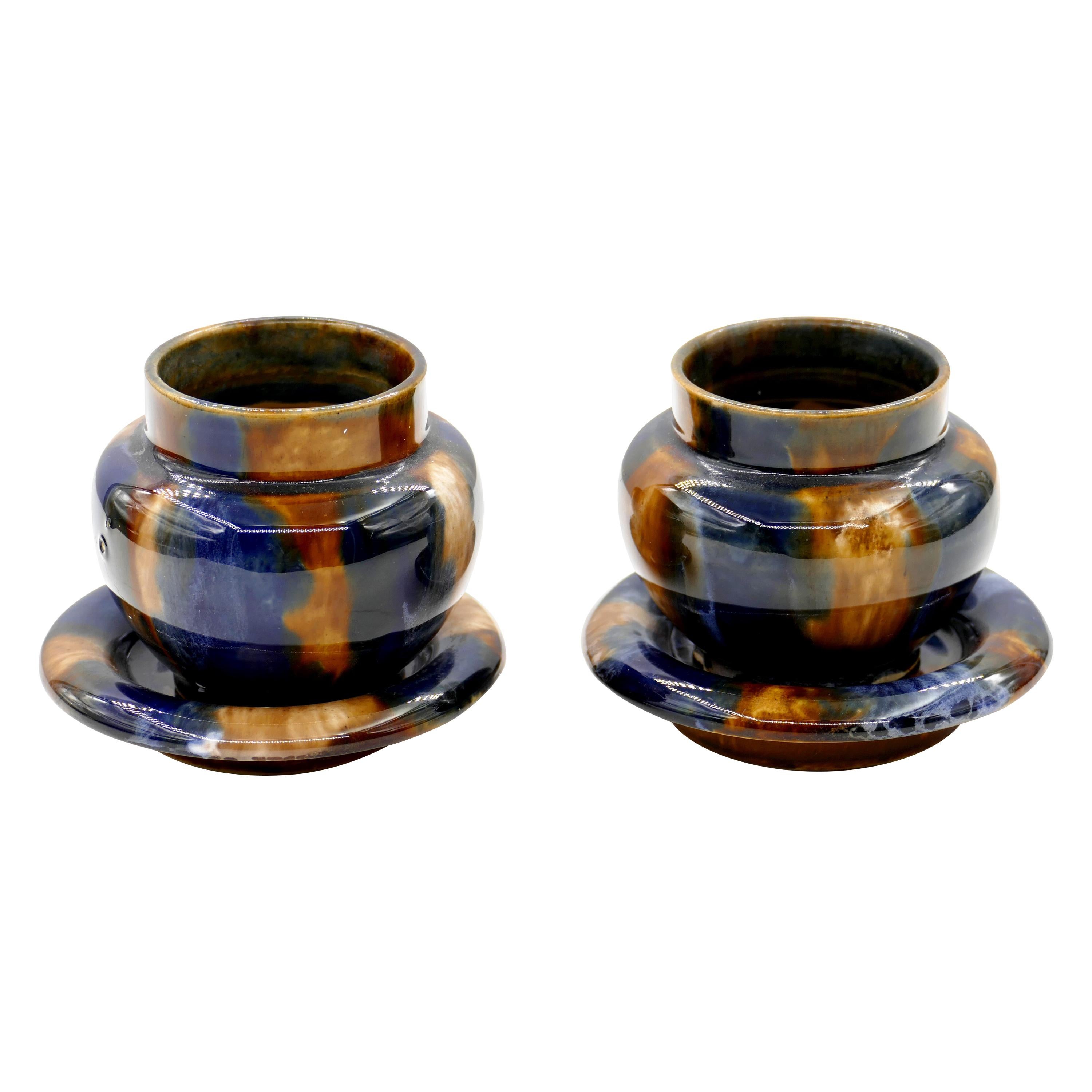 Two Vintage Denby Pottery Small Vases, Late 20th Century