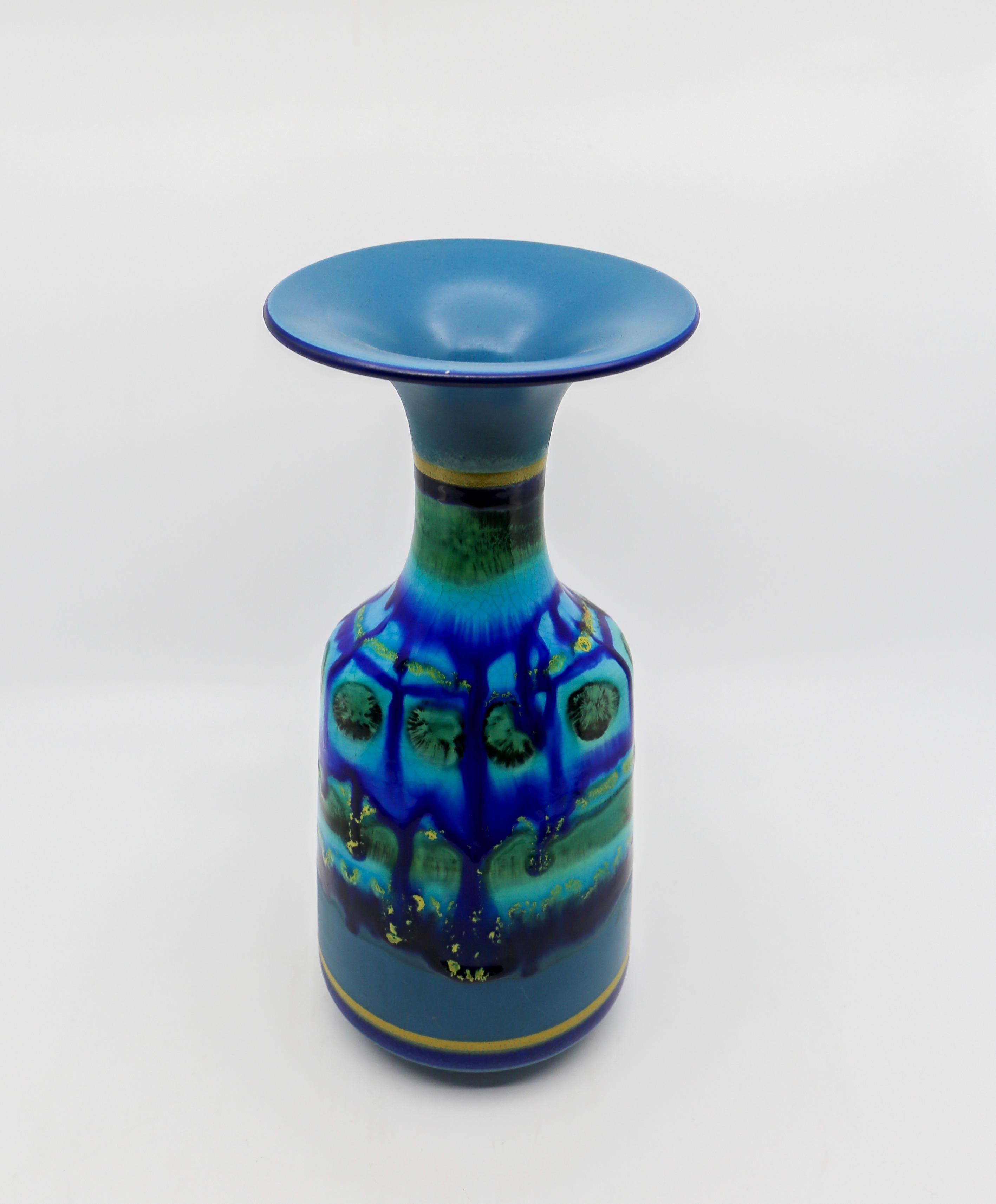 Deux vases Gouda vintage hollandais de style lave grasse bleue  en vente 2