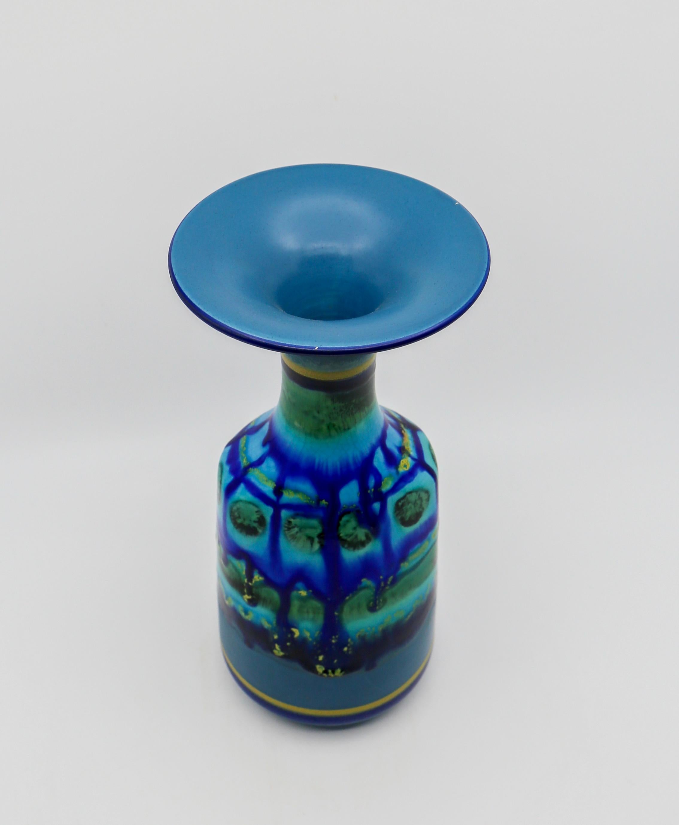 Deux vases Gouda vintage hollandais de style lave grasse bleue  en vente 3
