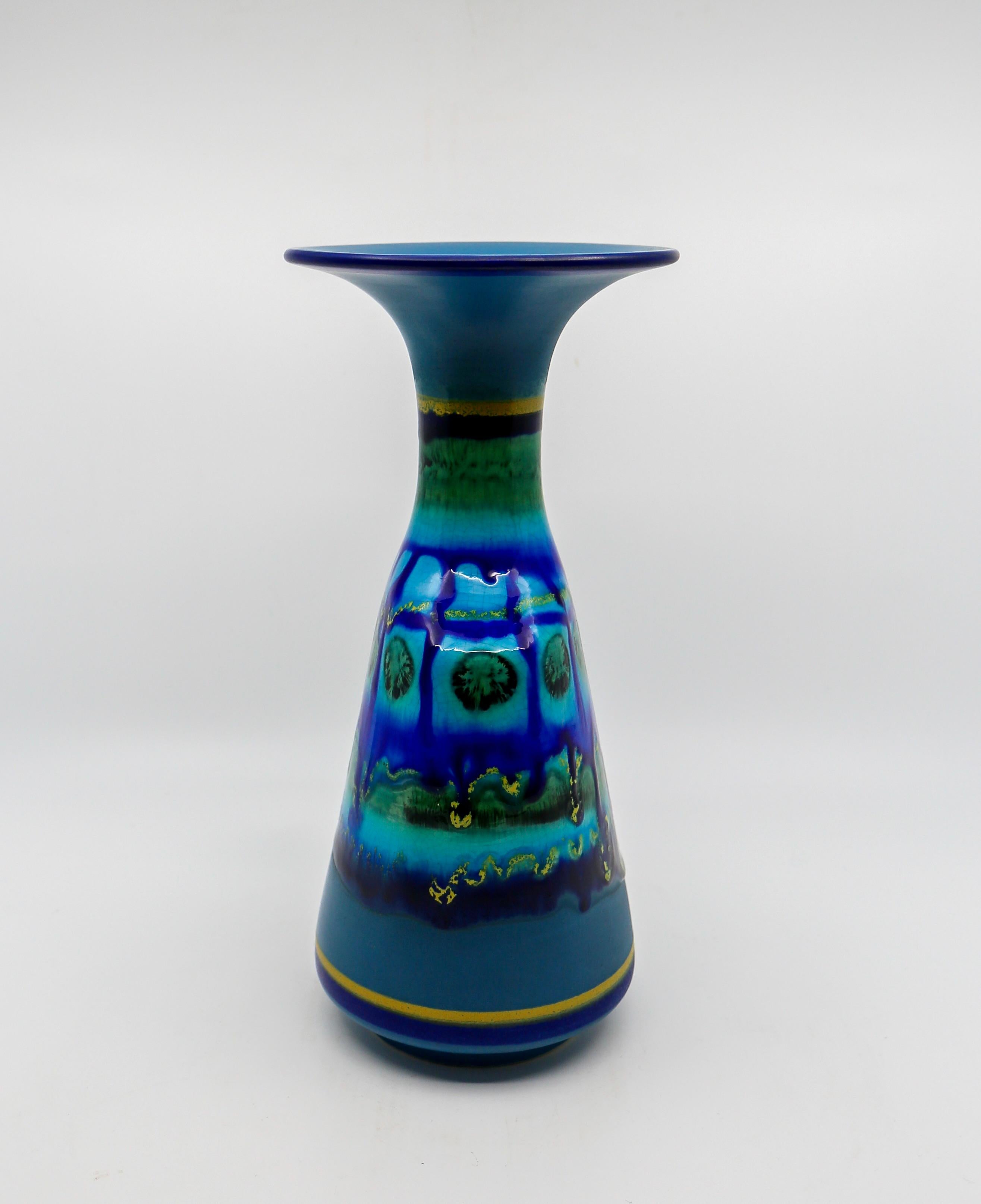 Deux vases Gouda vintage hollandais de style lave grasse bleue  en vente 6