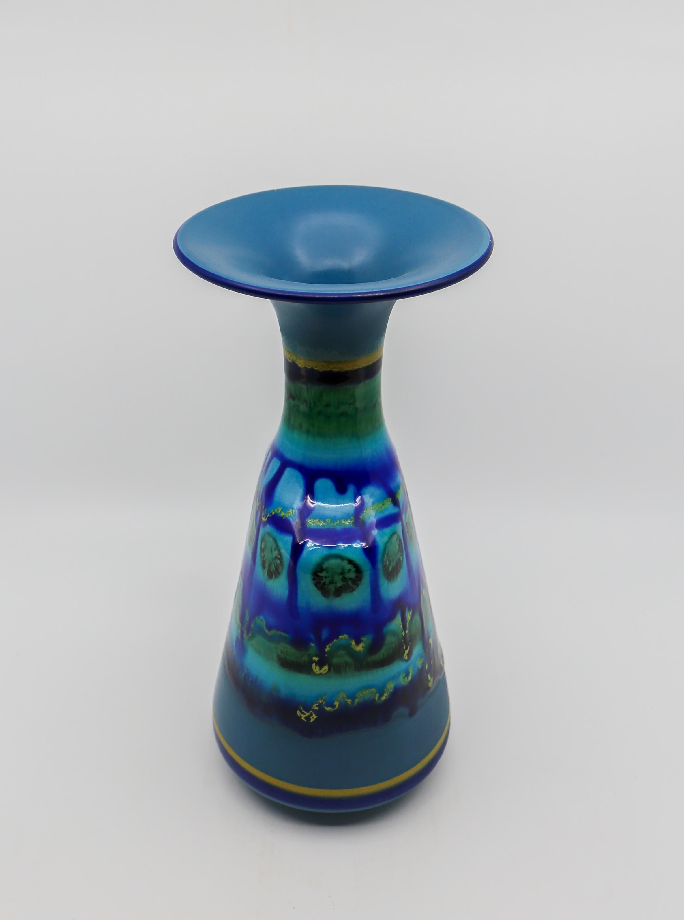 Deux vases Gouda vintage hollandais de style lave grasse bleue  en vente 7
