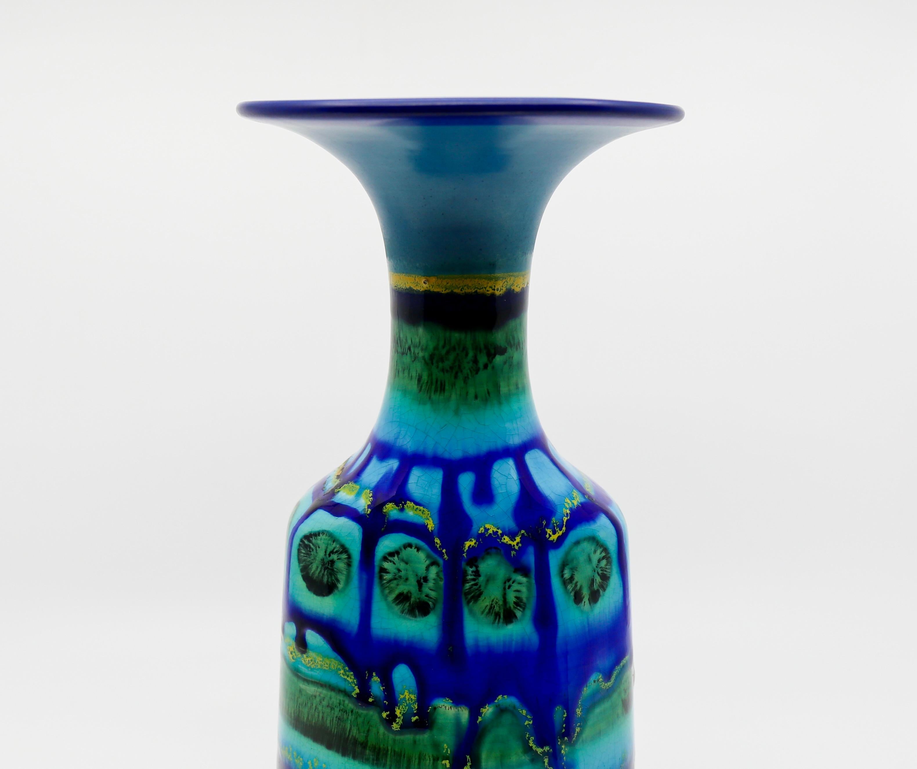 Deux vases Gouda vintage hollandais de style lave grasse bleue  en vente 8