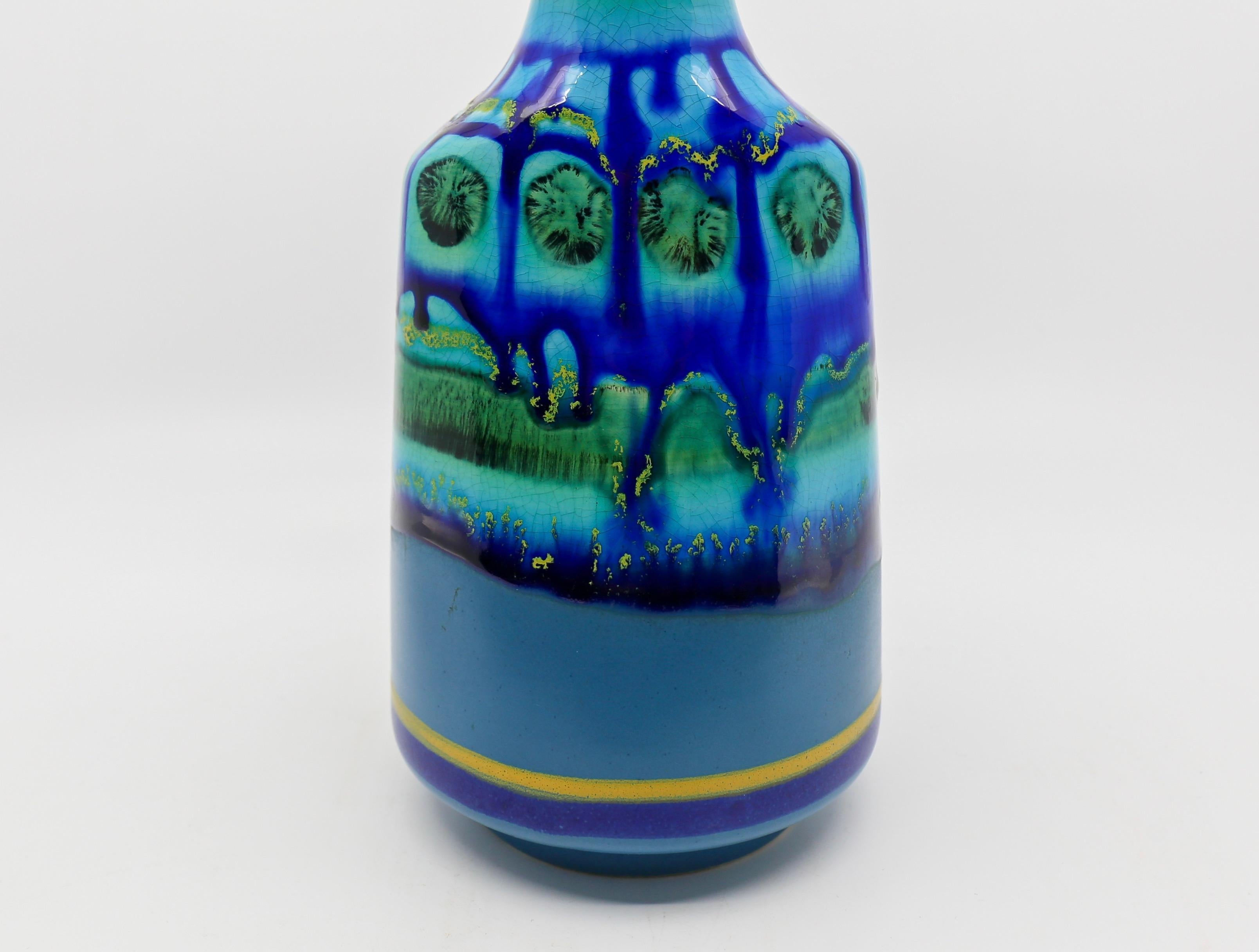 Deux vases Gouda vintage hollandais de style lave grasse bleue  en vente 9